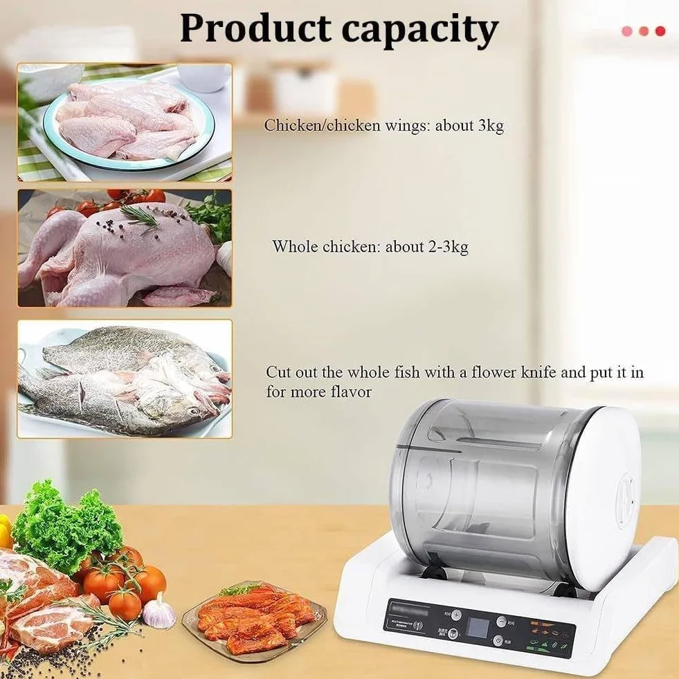 Marinador eléctrico del Vaso del vacío - Vaso automático de la Carne con Temporizador y Puerto Deportivo rápido | Control táctil para Carne y Verduras