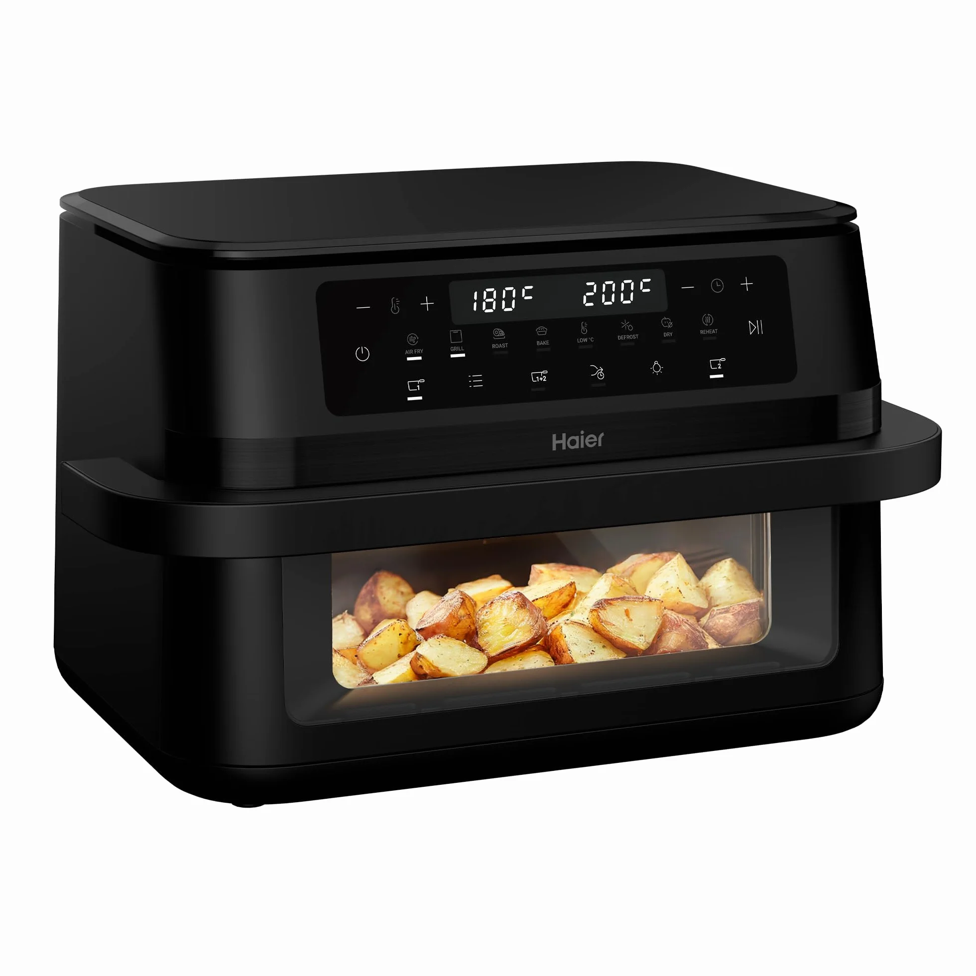 Haier Freidora de Aire Doble Cajón Flex 11L con Divisor y Ventana, 8 en 1: Air Fry, Grill, Asar, Hornear, Secar, Recalentar, Descongelar, Cocción Lenta, Sync, Antiadherente, Lavavajillas [HAF3ADW]