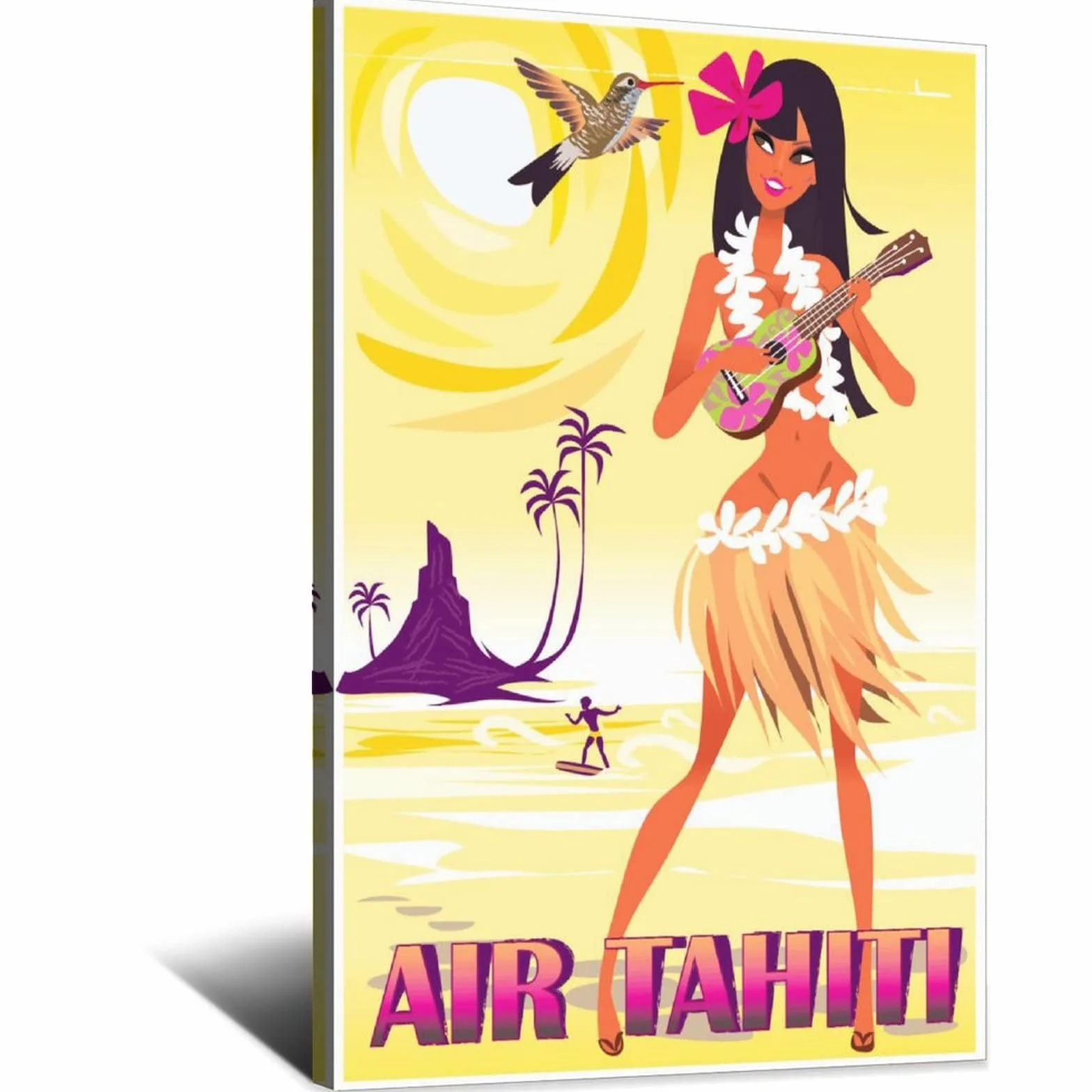 RONGCHENG Póster de viaje vintage de Tahití para decoración de pared de la habitación del hogar, póster impreso, pintura de regalo