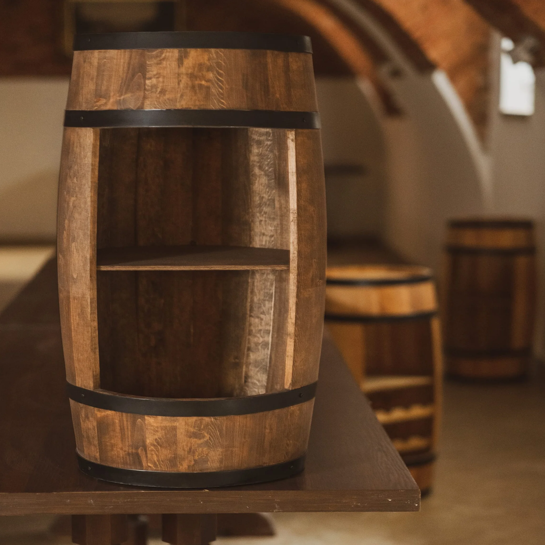 Creative Cooper Barril de Madera para casa – Armario en Estilo Retro – botellero – Estante de Vino – 80 cm de Altura – Muebles Elegantes (wengué)