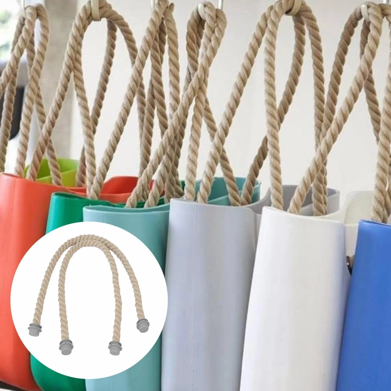 Asas para Bolsos Trenzado Cuerda, 2 Piezas Reemplazo para Bolsa de Playa, Accesorios de Obag