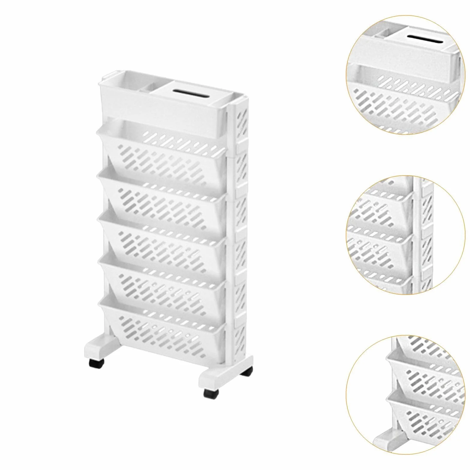 Sharplace Estantería Móvil para Libros, Soporte con Ruedas para Decoración, 6 capas