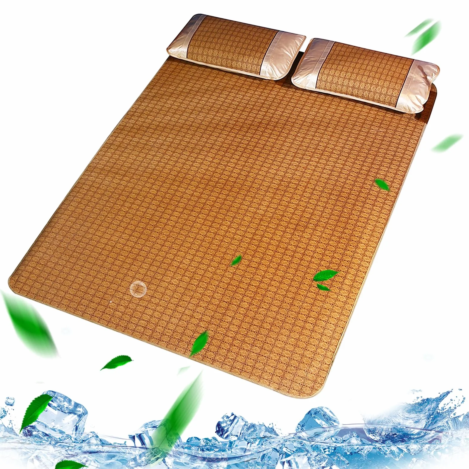 Les-Theresa Alfombrilla de dormir de verano, cama de bambú de verano, alfombrilla de ratán, plegable, suave, transpirable, absorbe el sudor, colchoneta de bambú para verano, ropa de cama fresca para el hogar, escuela, dormitorio, jardín