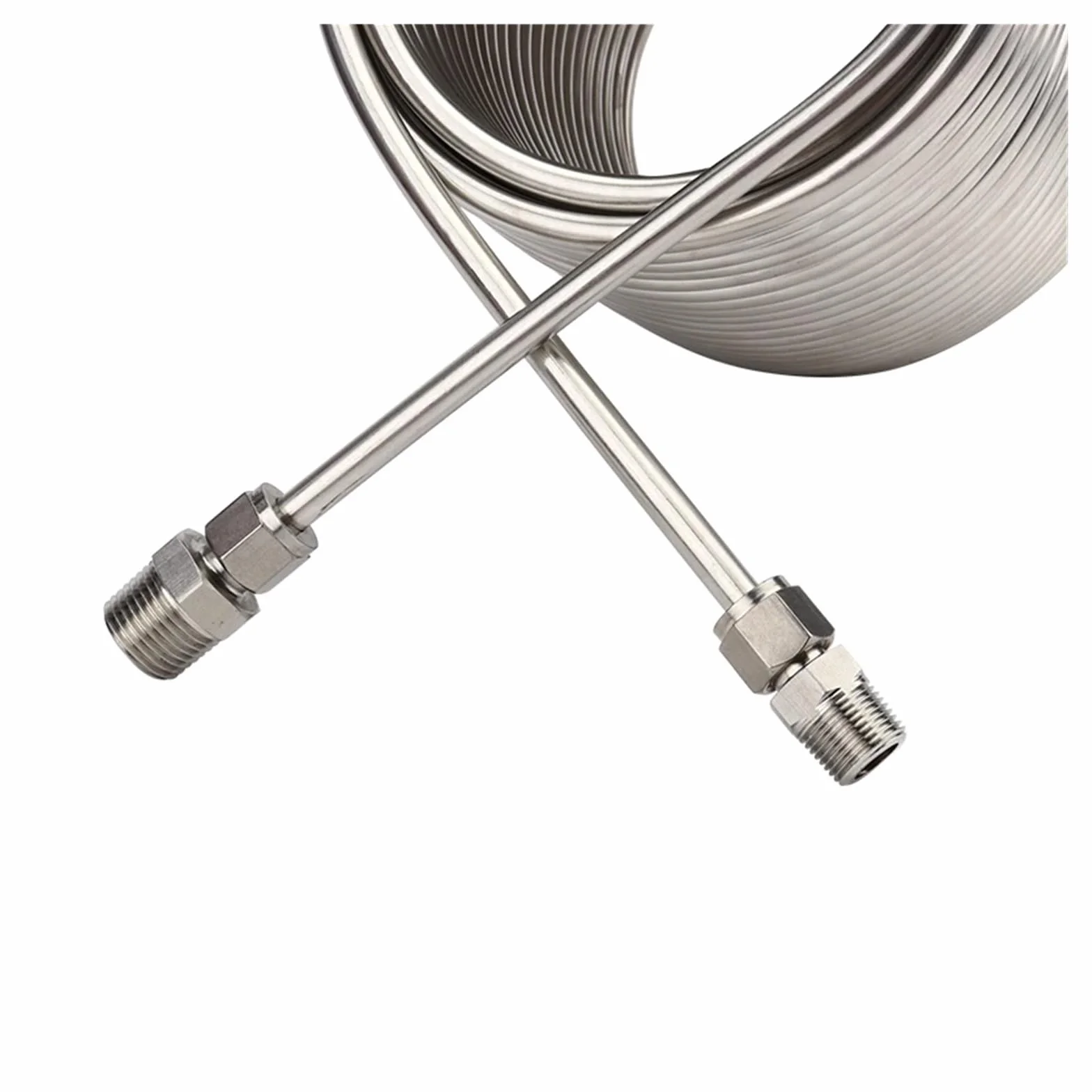 Serpentín de enfriamiento de 20 m de longitud, enfriador de mosto, cerveza, agua y doble capa, de acero inoxidable 304 de grado alimenticio, con conectores de 3/8" y 1/2". Múltiples aplicaciones