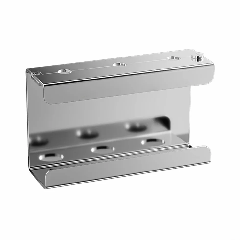 Dispensador de jabón montado en la pared, soporte de acero inoxidable para baño, estante de almacenamiento para ducha, gel, champú, jabón líquido, acabado plateado, diseño de ahorro de