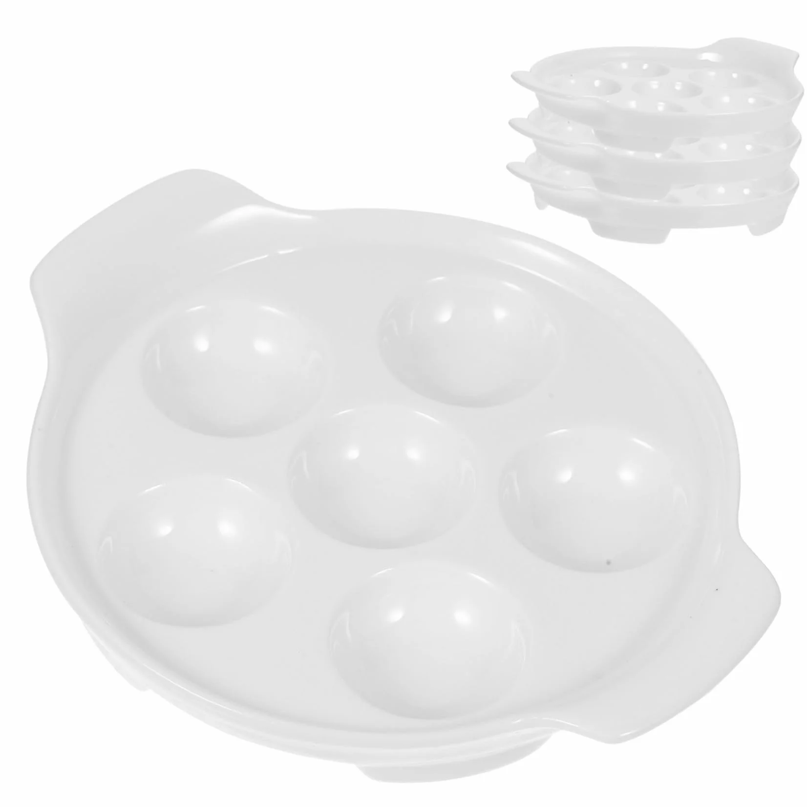 NUOBESTY Platos de Aperitivo de Cerámica Doble Oreja 18 Cm Porcelana Resistente Alta Temperatura para Caracoles Mariscos Cocina Hogar Pack 4 Unidades