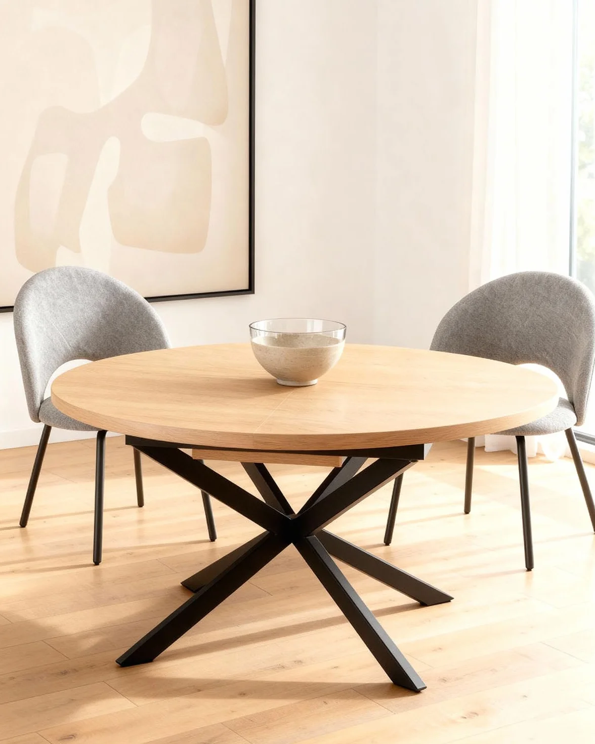 DEKIT GRUPO RIMOBEL Livan Home - Mesa de Comedor Redonda Extensible Elvia