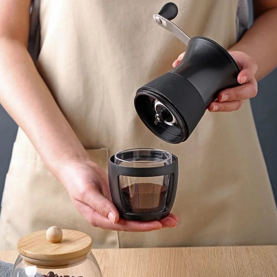 Molinillo de café,Molinillo de café Manual, Molinillo de café Manual con muelas de cerámica, Molinillo de café Manual de Grosor Ajustable for el hogar y for Viajes