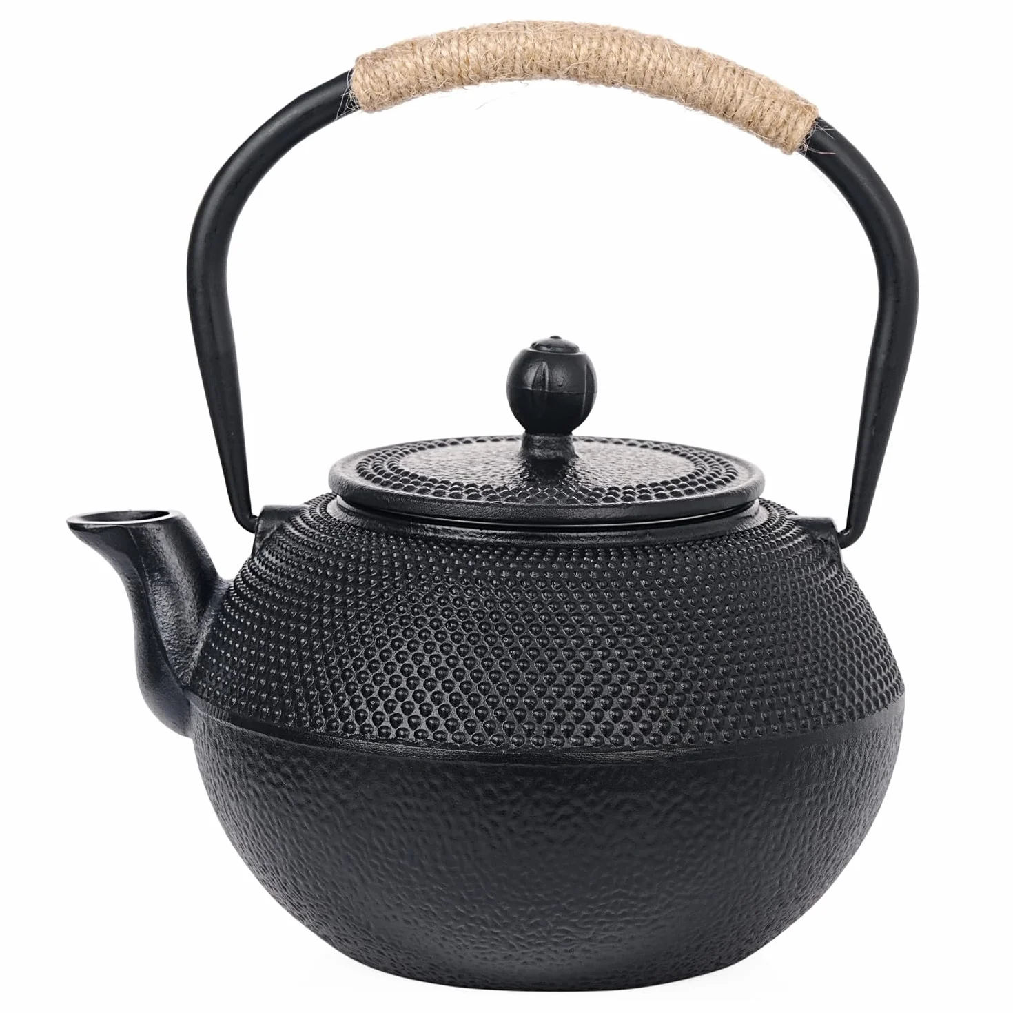 Sungmor Tetera de hierro fundido negro, tetera japonesa Tetsubin para hojas sueltas, juego de té duradero que retiene el calor con infusor de acero inoxidable e interior esmaltado, 42 onzas/1200 ml