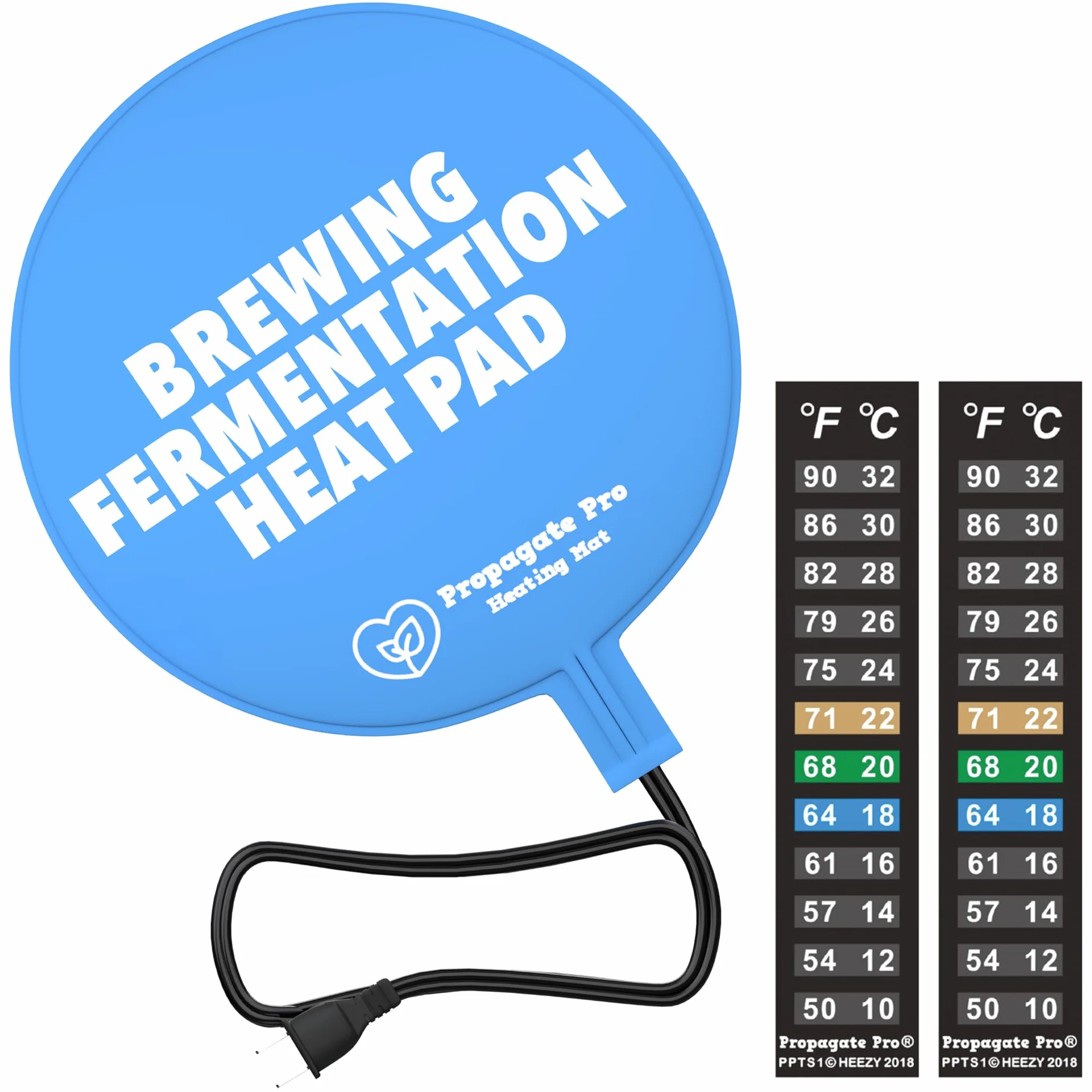 Almohadilla de calor para fermentación de cerveza casera y fermentación de vino, 120 V CA, 25 vatios: segura para fermentadores de plástico/vidrio y cubo, incluye tira de temperatura del calentador