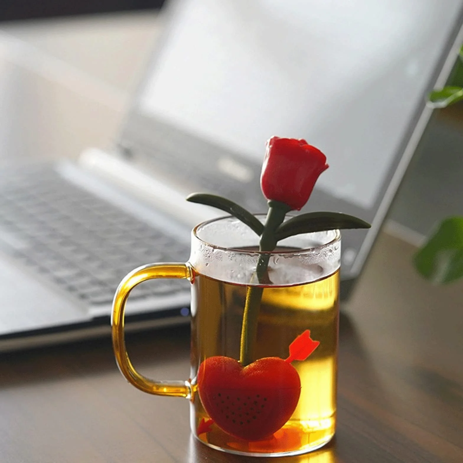 Colador de té, difusor de filtro de rosas de té, colador de silicona para diferentes tazas y hojas, herramienta de barra de cocina, accesorio de cocina (ciruela)