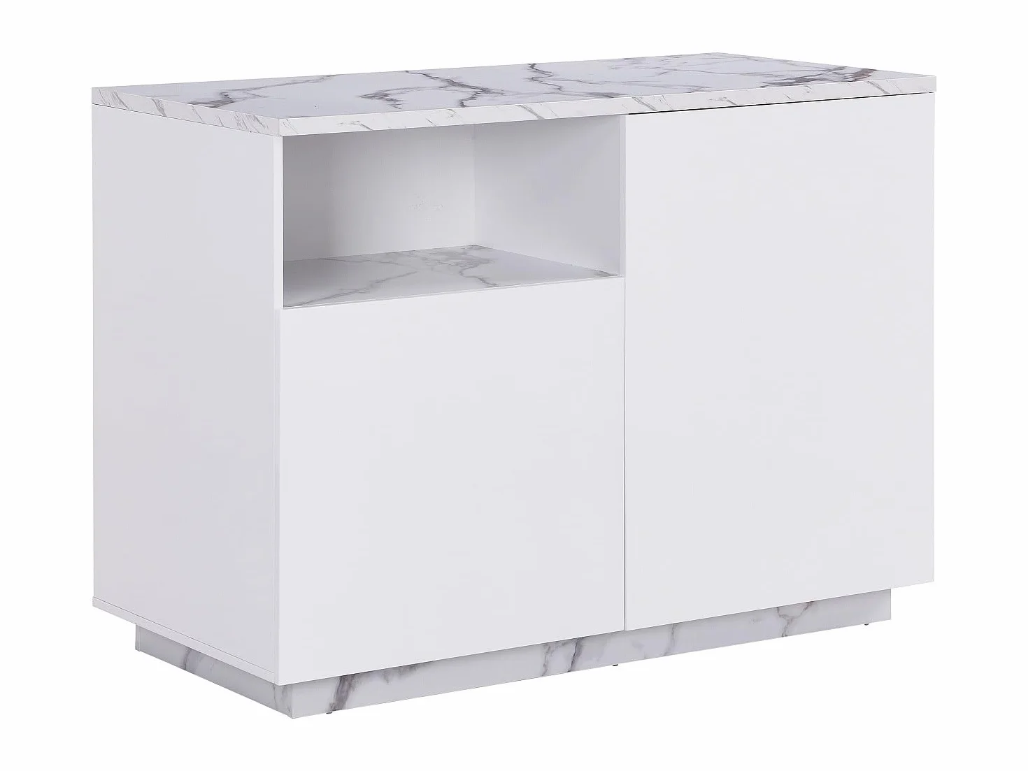 Venta-Unica - Isla de Cocina con 2 Puertas y 1 Estante de MDF - Efecto m·rmol Blanco - CORELINA