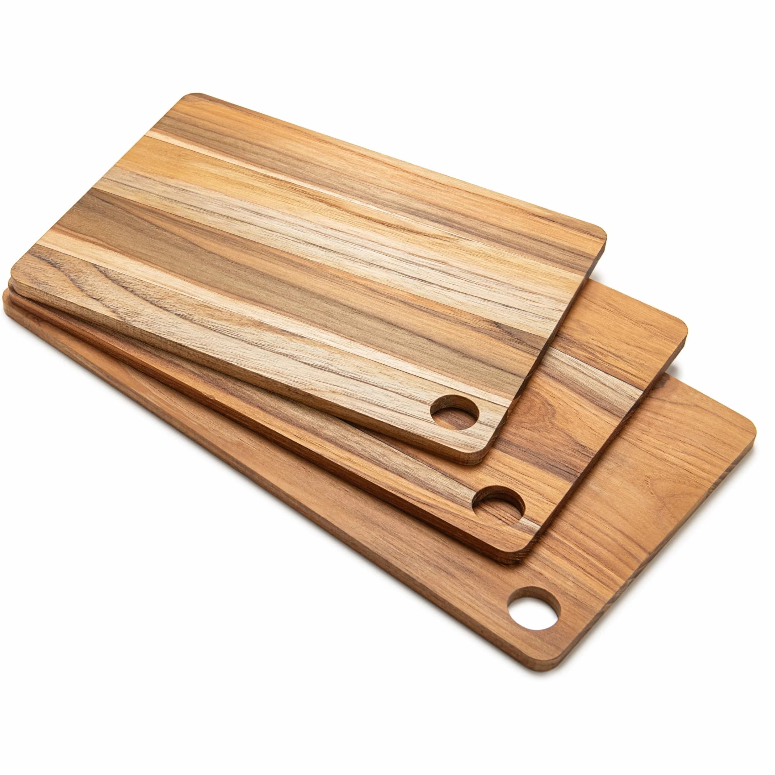 Erreke Set de 3 Tablas Reversibles de Madera de Teca para Cortar Cocina