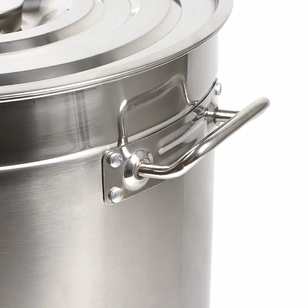 Olla de 50 litros, de alto rendimiento, acero inoxidable, con tapa de acero inoxidable, para todo tipo de cocinas y grandes cocinas