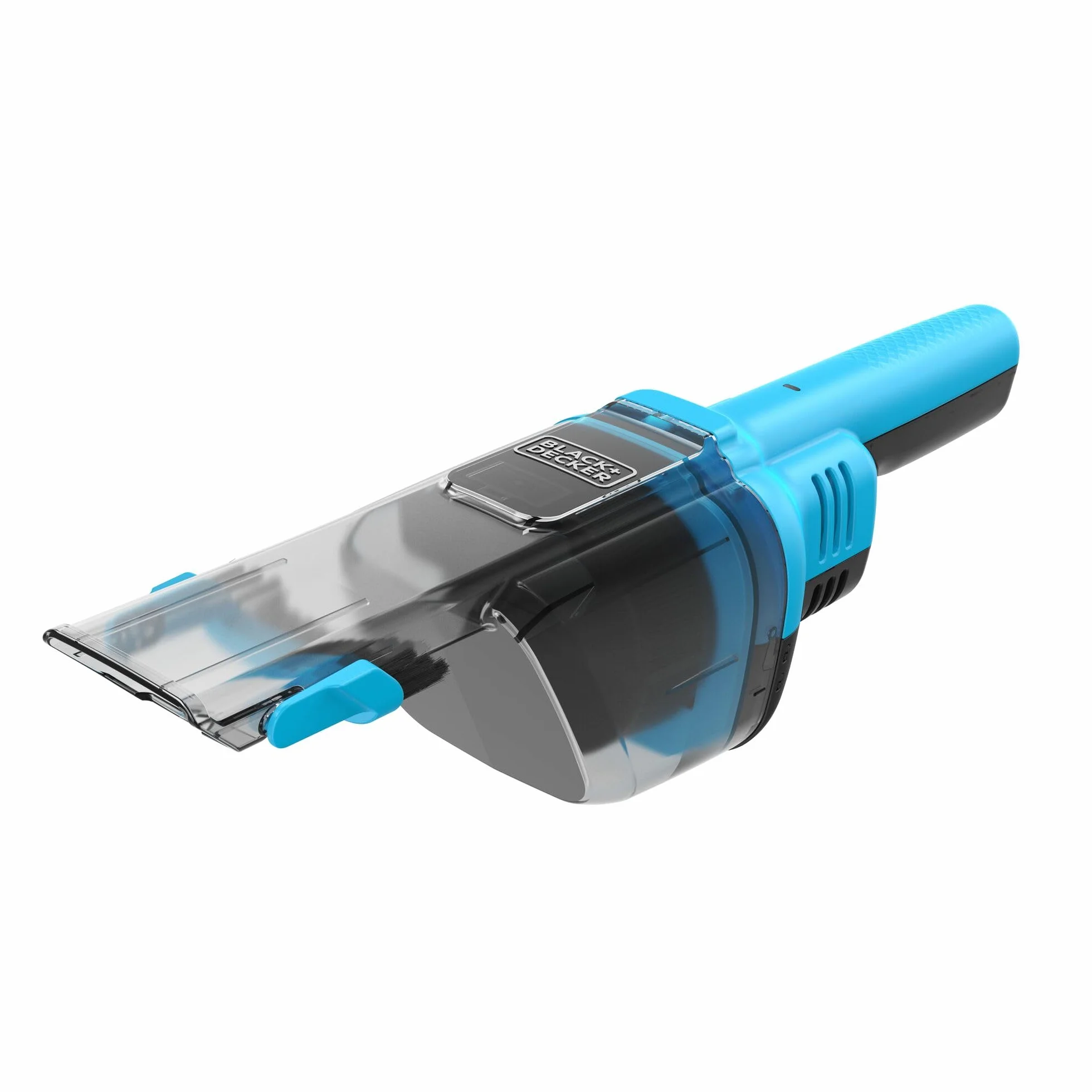 Black+Decker NVD215J-QW Aspirador de Mano 7.2 V, Batería de 1.5 Ah, Autonomía de 10 min, Deposito Trasparente de 290 ml, Boquilla Larga, Incluye Cargador Tipo Jack y Boquilla para Ranuras