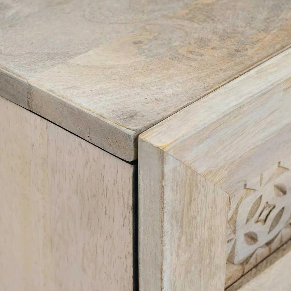 vidaXL Vitrina 60 x 33 x 75 cm Madera Maciza de Mango Blanco
