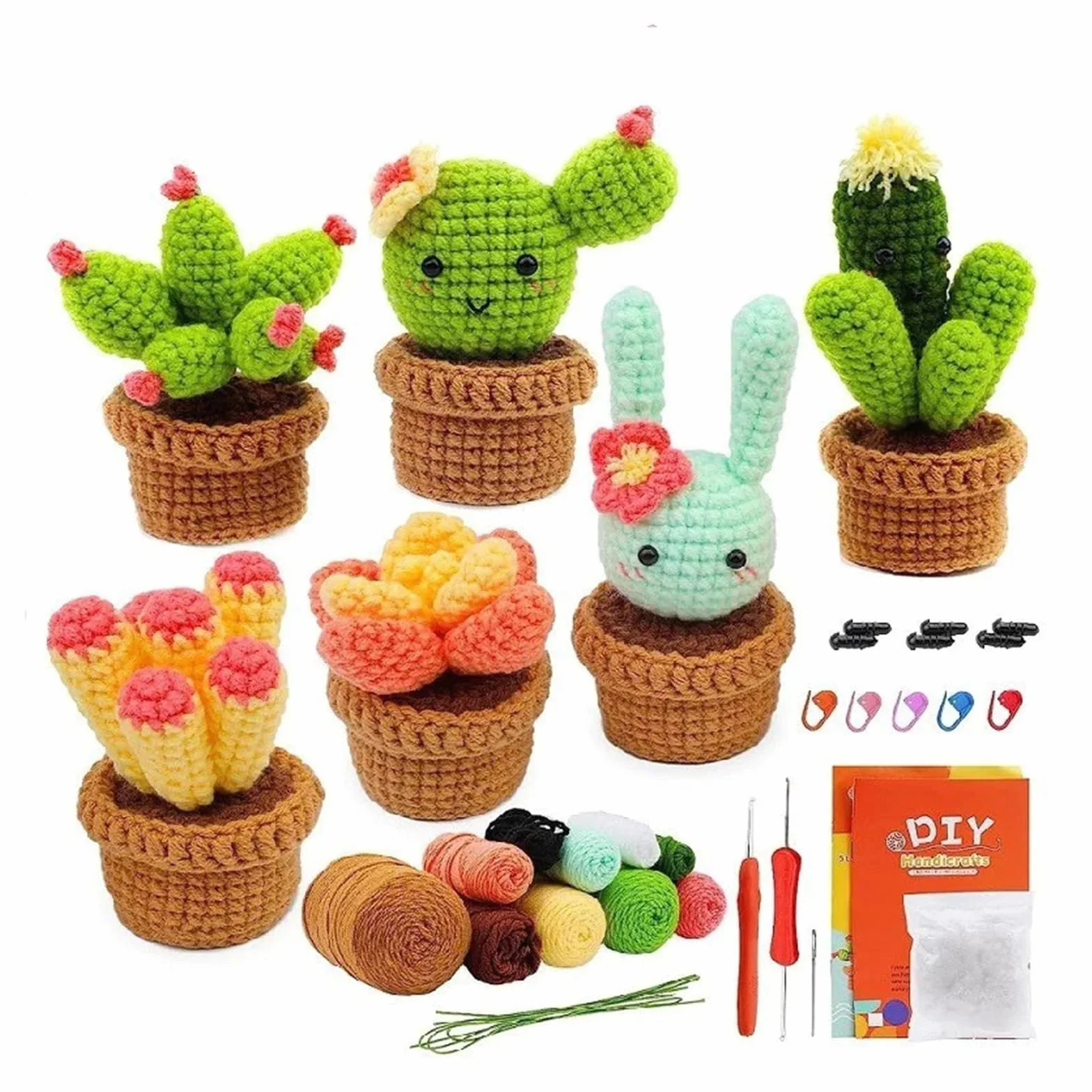 Kits de Ganchillo Kit de animales crochet for principiantes con instrucciones, hilo algodón, agujas, gancho y juego herramientas for tejer. Manualidades DIY para Proyectos de Manualidades(Color04)