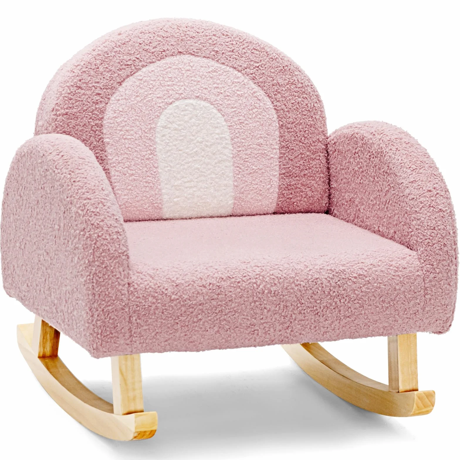 LIFEZEAL Sillamecedora Infantil, Sillón Balancín para Niños de 3-5 Años, con Reposabrazos, Respaldo Ergonómico, Pies de Madera Maciza, Relleno de Espuma para Habitación Infantil, MAX 50kg (Rosa)
