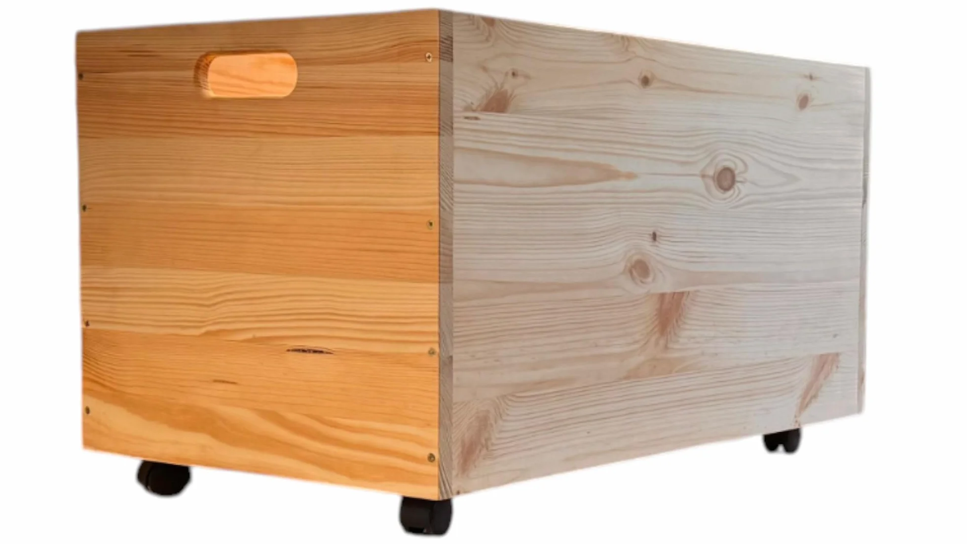weeco Baúl de almacenamiento de madera con ruedas, 73 x 45 x 40 cm, madera de pino sin pintar, caja de almacenamiento multifuncional para leña, juguetes, mantas
