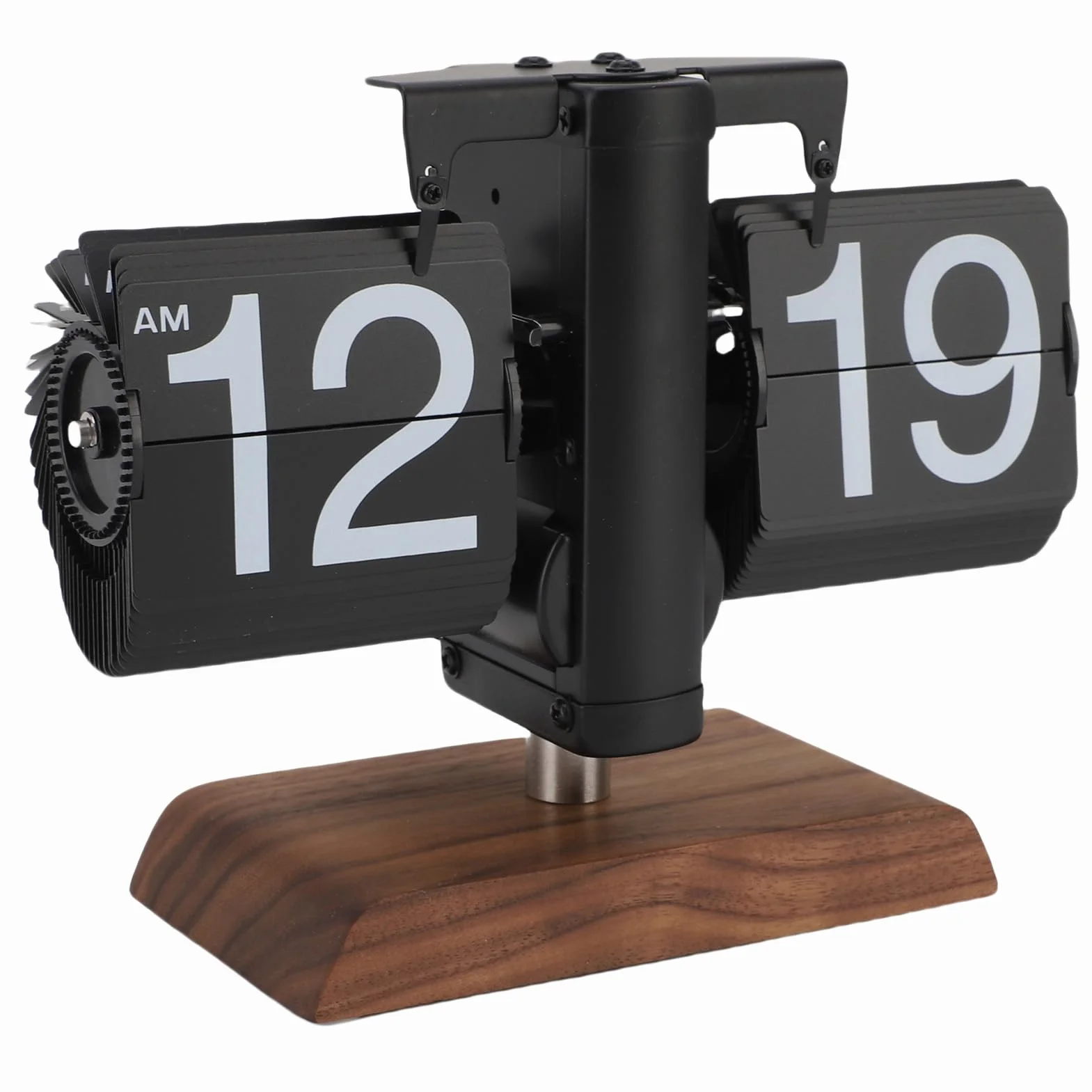 Pissente Reloj Digital Abatible con Pilas, Base de Madera de Acero Inoxidable, Reloj de Escritorio Fácil de Leer para Sala de Estar, Oficina, Estudio, Artículo de Colección, Acero Inoxidable 304,
