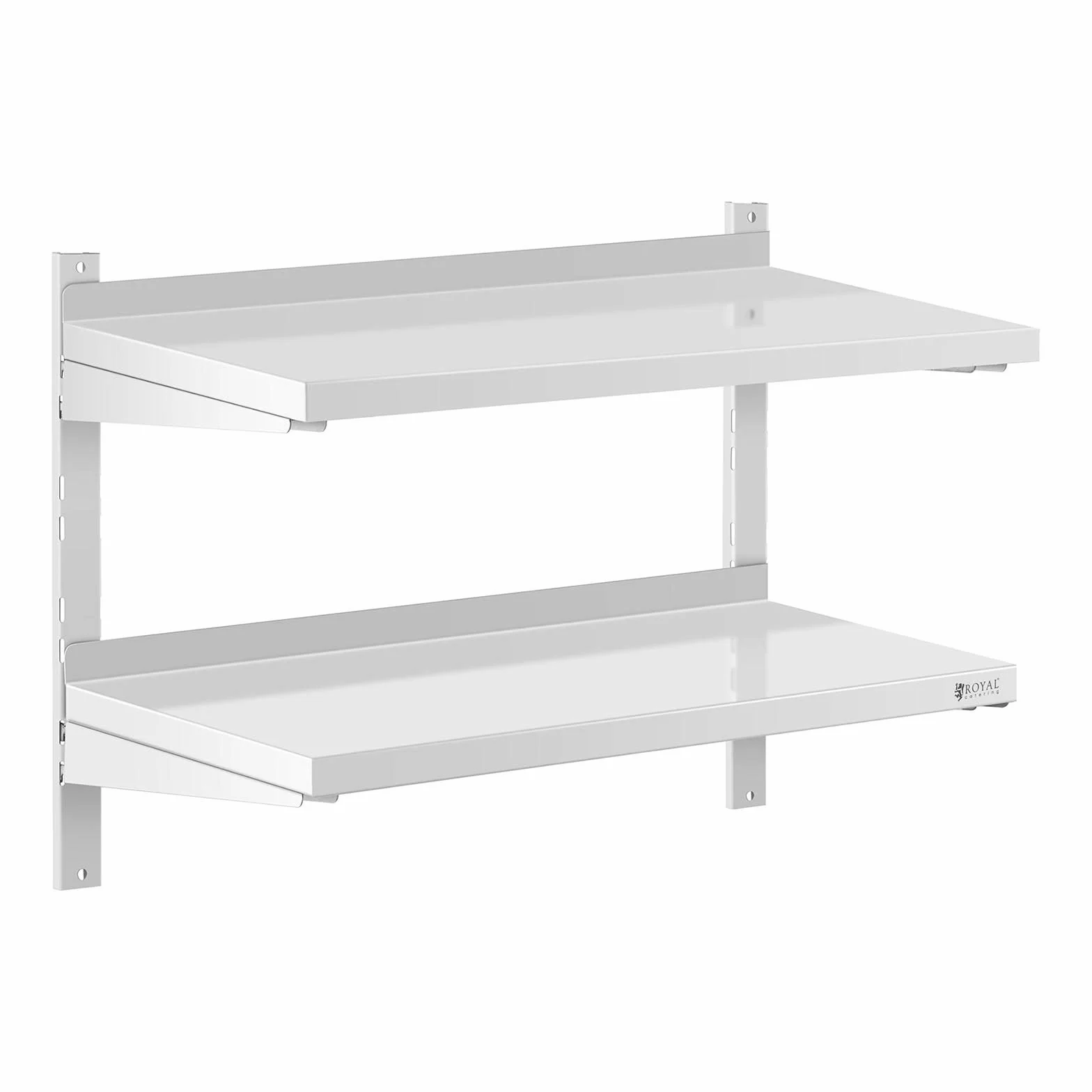 Royal Catering Estante De Pared Metálico Estantería para Cocina RCWR-800.4 (Capacidad: 40 kg, Acero Inoxidable, 2 Baldas, 40 x 80 cm)