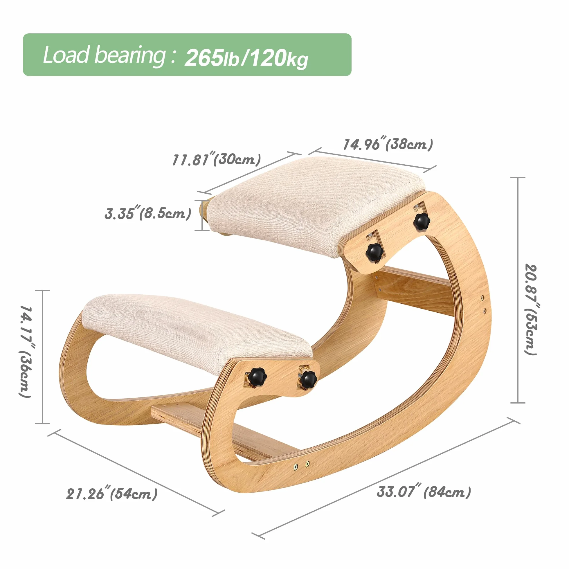 Predawn Silla Ergonómica Rodillas, Silla Rodillas, Silla de Rodillas, Sillas Ergonomicas, Taburete Ergonomico, Oficina y Meditación, Madera y Cojín de Lino (Roble Blanco)