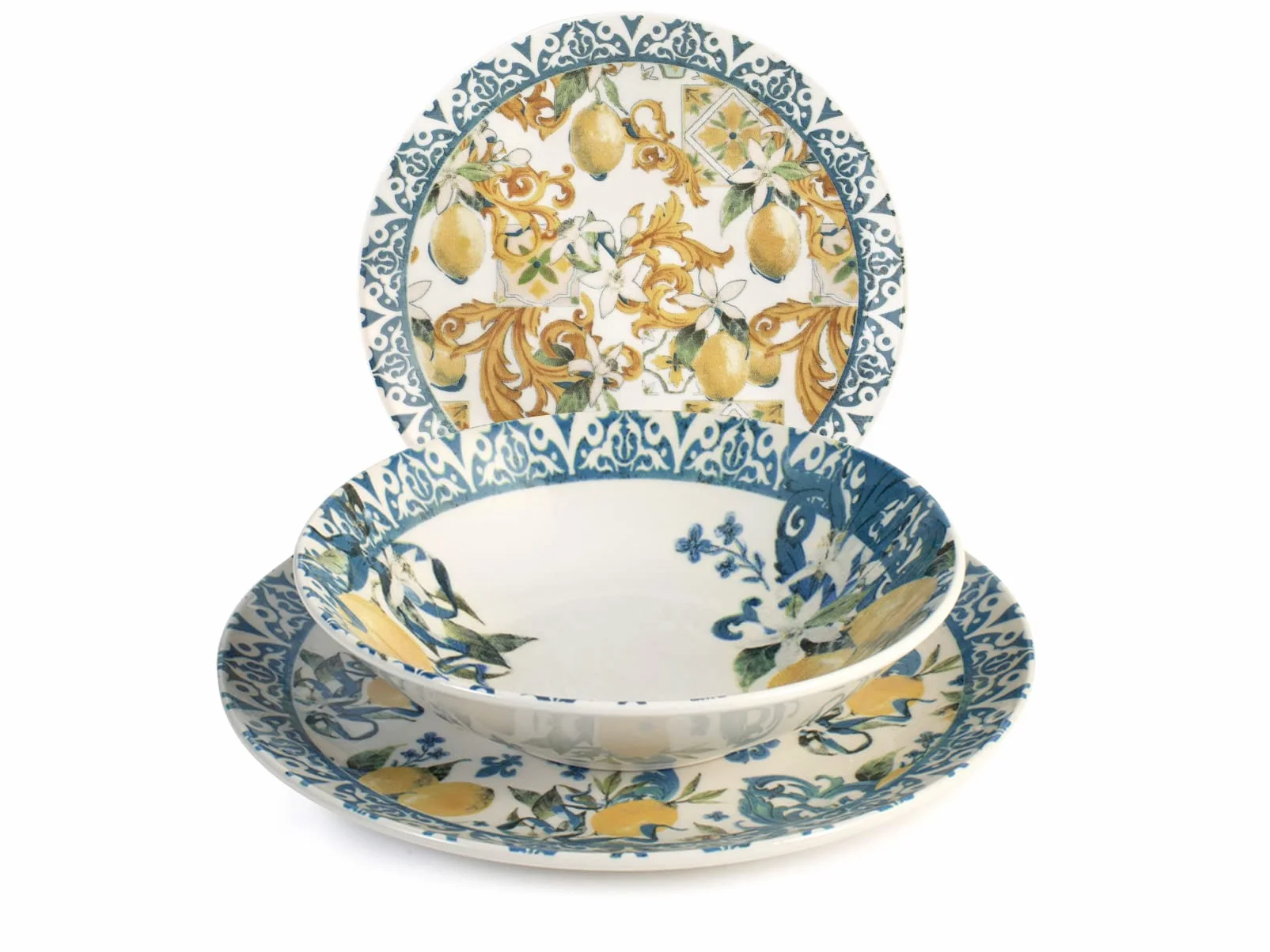 H&H Servizio Tavola 18 Pezzi Sicily In Stoneware Decorato
