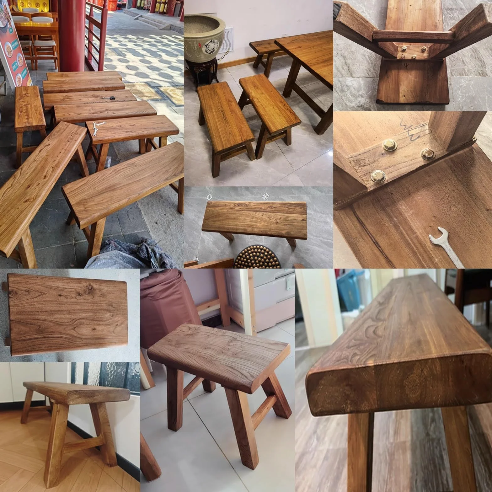 Banco de comedor de madera para interiores, banco delgado de entrada de madera rústica para extremo de la cama (50 cm)