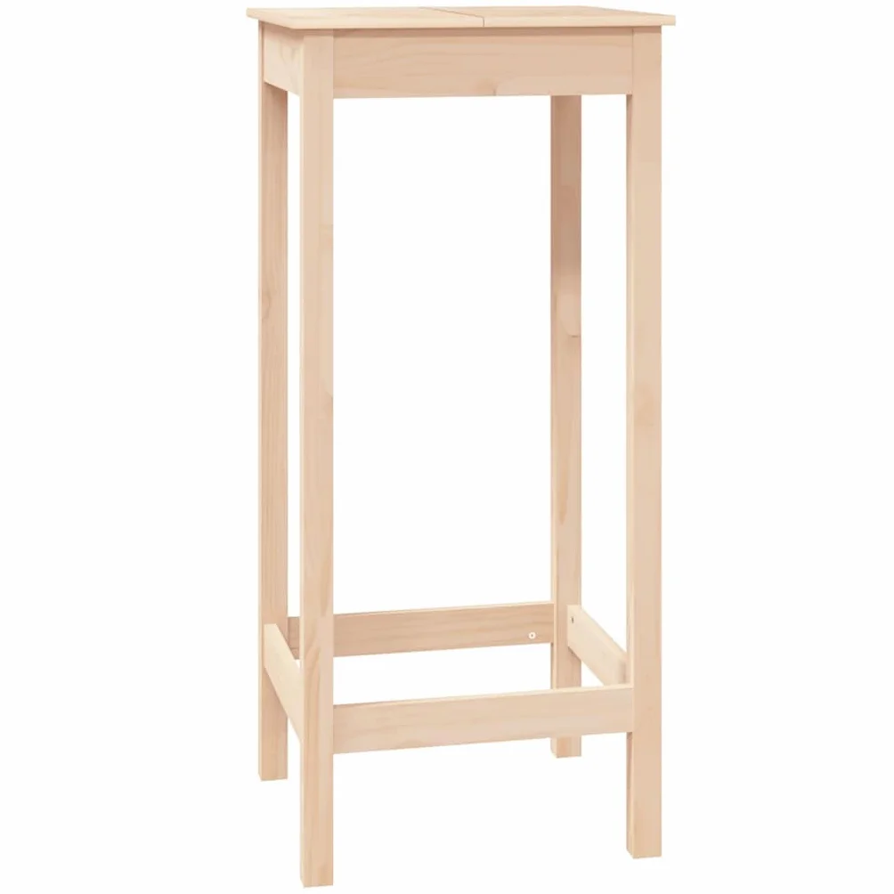 Mesa de bar de madera de pino maciza, 50 x 50 x 110 cm, estable mesa de bistró con marco de madera para bebidas y aperitivos, aspecto rústico