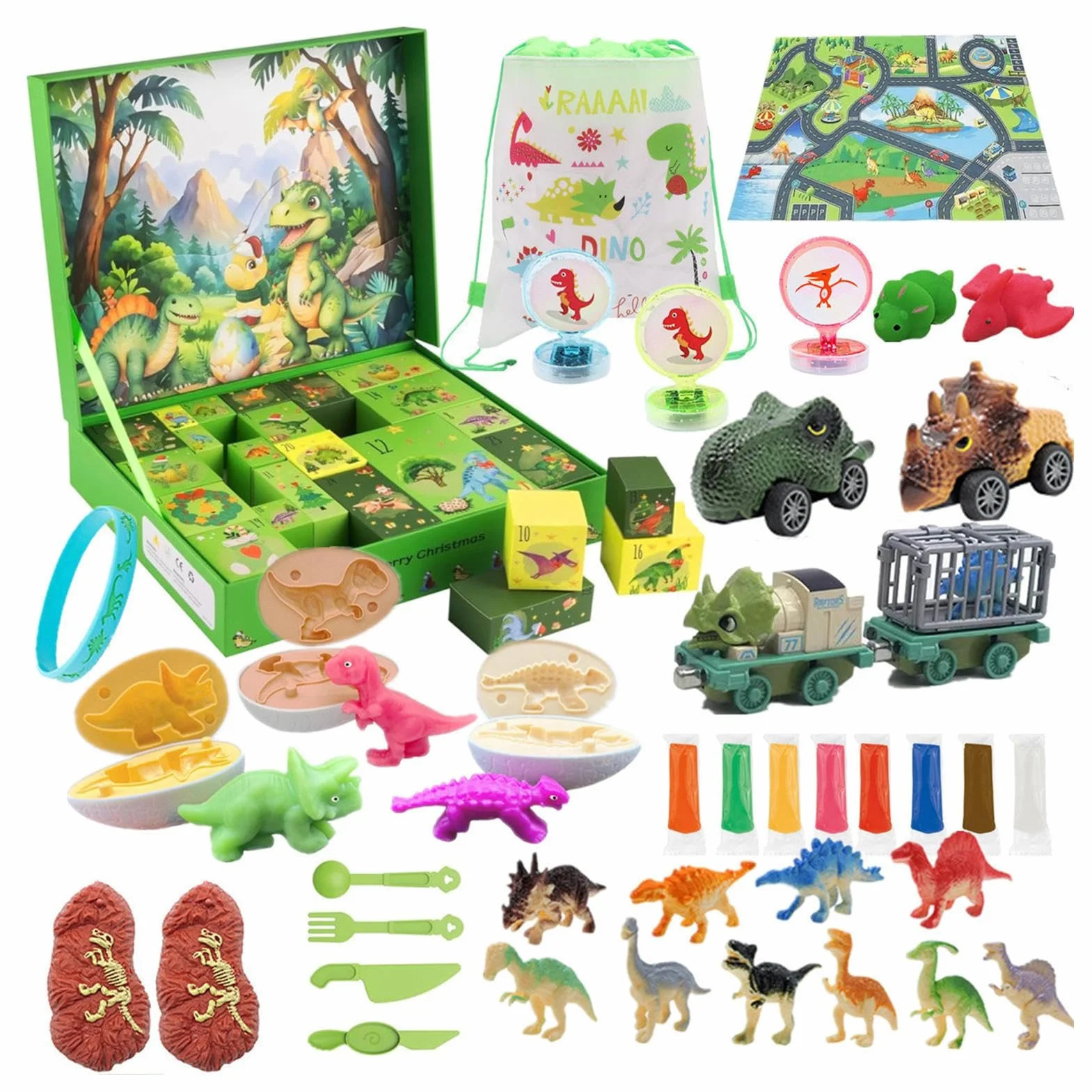 Calendario de Adviento de Navidad Dinosaurio 2025 Modelo de Coche 24 Días | Calendario de Adviento de Juguete de Coche para Niños Para Niños Y Niñas Sala De Estar Dormitorio Actividad Familiar