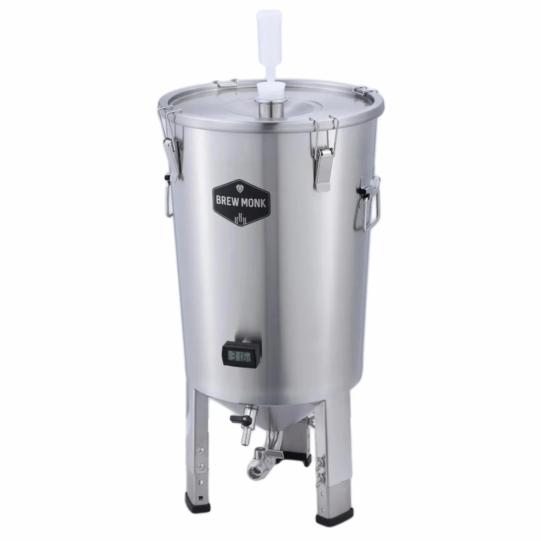 Depósito de Fermentación Acero Inoxidable 30L con Fondo Cónico, Válvula Spunding y Termómetro Digital