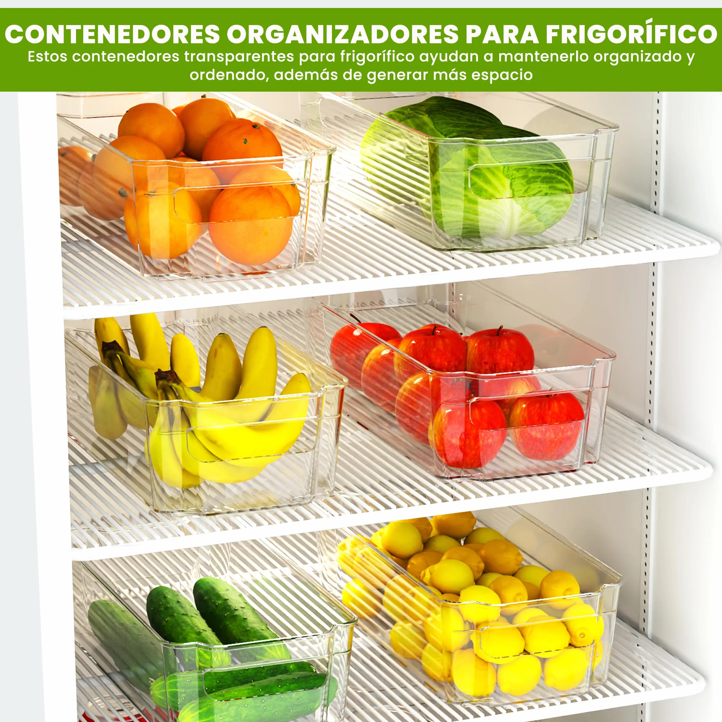 KICHLY Organizadores para la despensa - Juego de 8 - Compartimentos de almacenamiento sin BPA (Transparente)