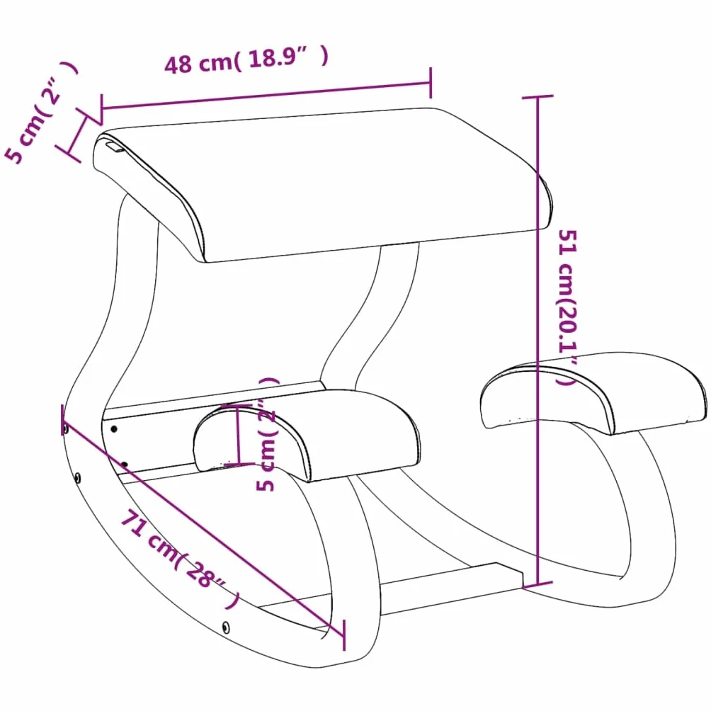 vidaXL Taburete de Rodillas, Silla Ergonómica para Rodillas, Mecedora Acolchada, Silla para Dormitorio Oficina, Madera Contrachapada de Abedul Negro