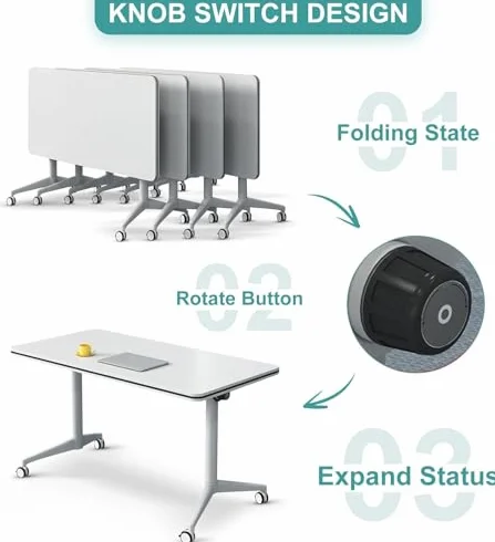 Mesa para Sala de conferencias, Mesa de conferencias abatible, Mesa de reuniones con Ruedas, Escritorio de computadora móvil, Mesa Plegable Grande con Ruedas modestas y bloqueables