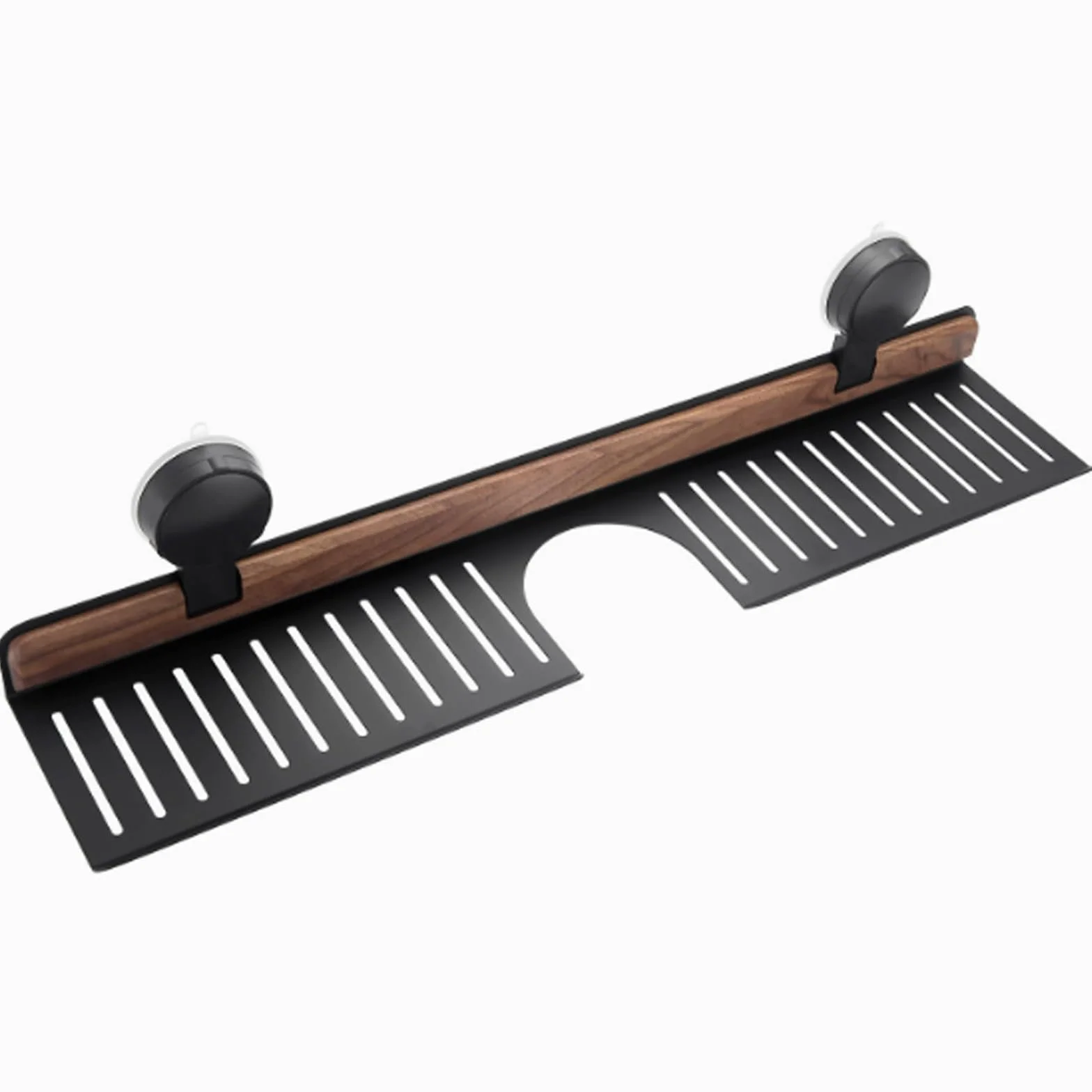 Estantes de Baño con Ventosa de Nogal, Estante para Lavabo Encima Del Grifo, Gran Capacidad de Carga y Estabilidad, Ahorro de Espacio, Fácil Drenaje(50cm/19.7in)