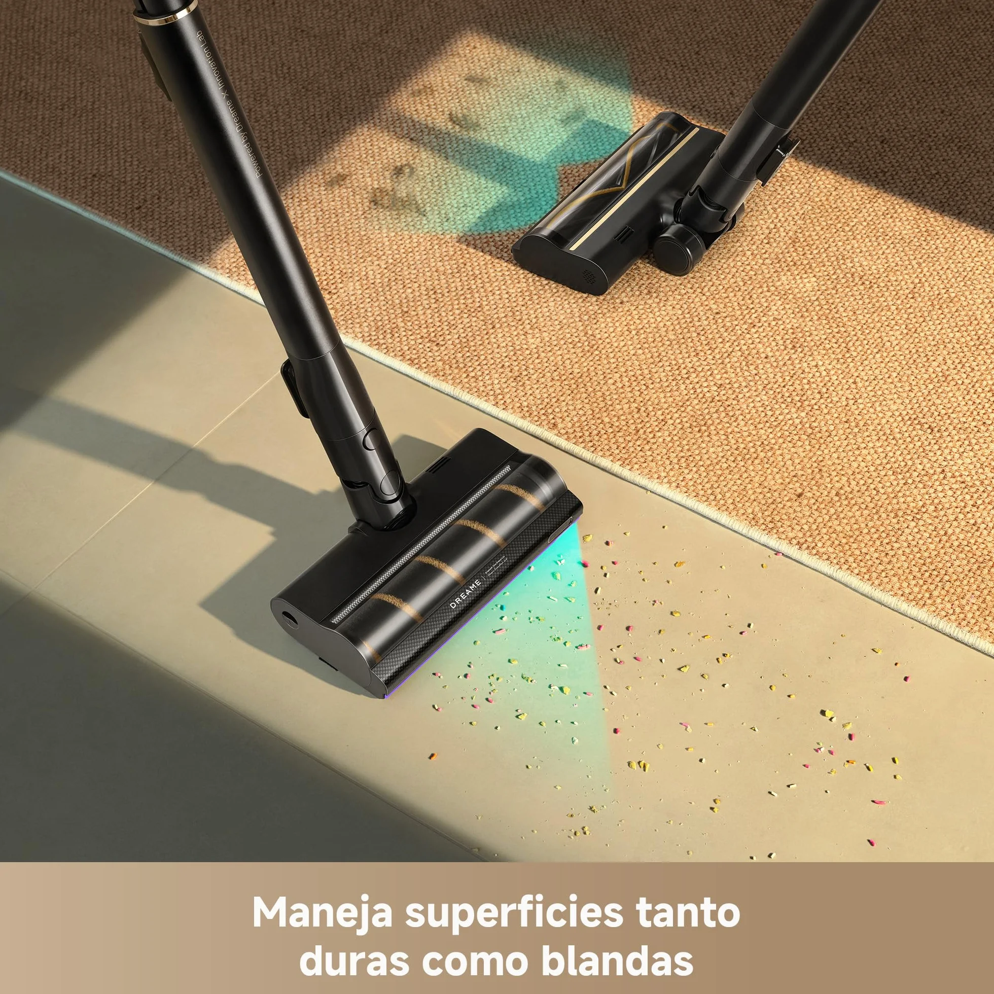 DREAME V20 Pro-A Aspirador Sin Cable, Limpieza de Bordes a 0 mm, Sin Enredos, Limpieza de Suelos Duros y Alfombras, 24000 PA/Succión de 210 AW, 90 min de Autonomía Máx., Limpieza de Pelo de Mascotas