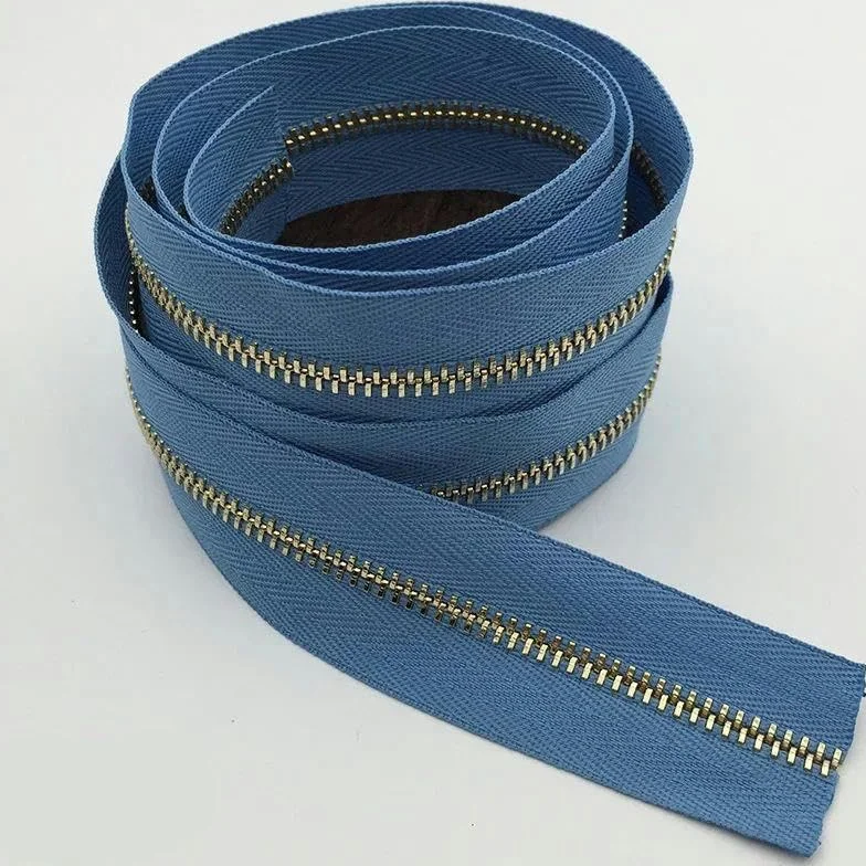 1/3 metros 3# Cremalleras de metal Cremalleras de dientes dorados para ropa, monedero, kit de reparación de cremalleras, cremallera para coser ropa DIY-29-3#-3 metros3pcsSilder