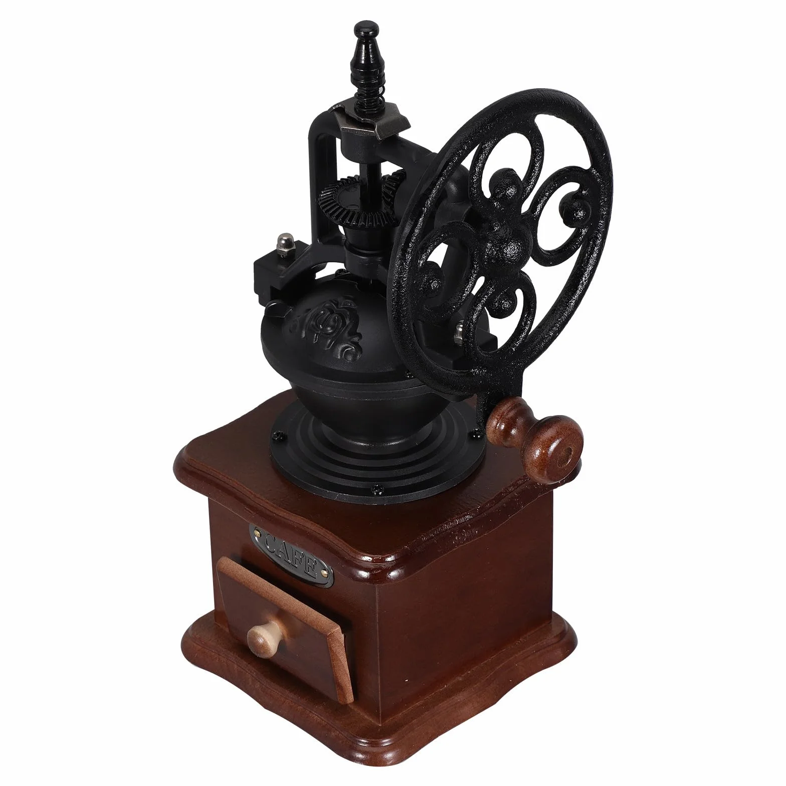 SHINEOFI Molinillo de Café Manual Vintage Manivela de Madera, Mecanismo Cerámico Lavable, Tamaño Compacto para Granos de Café en Grano, Adecuado para Uso Doméstico y Portable