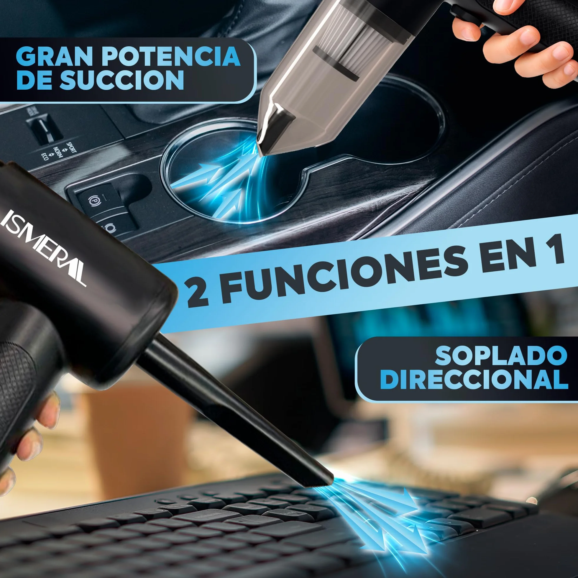 Aspiradora de Mano sin Cable 26000Pa 2 en 1 Soplador-Aspirador para Coche