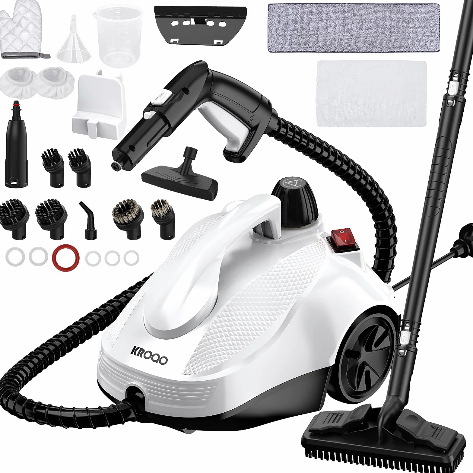 vaporeta limpieza hogar - limpiador a vapor multifuncional con 23 accesorios para eliminar manchas de paredes, suelos, alfombras, sofás, coches, azulejos, tapicerías, baños, 1,5 litros