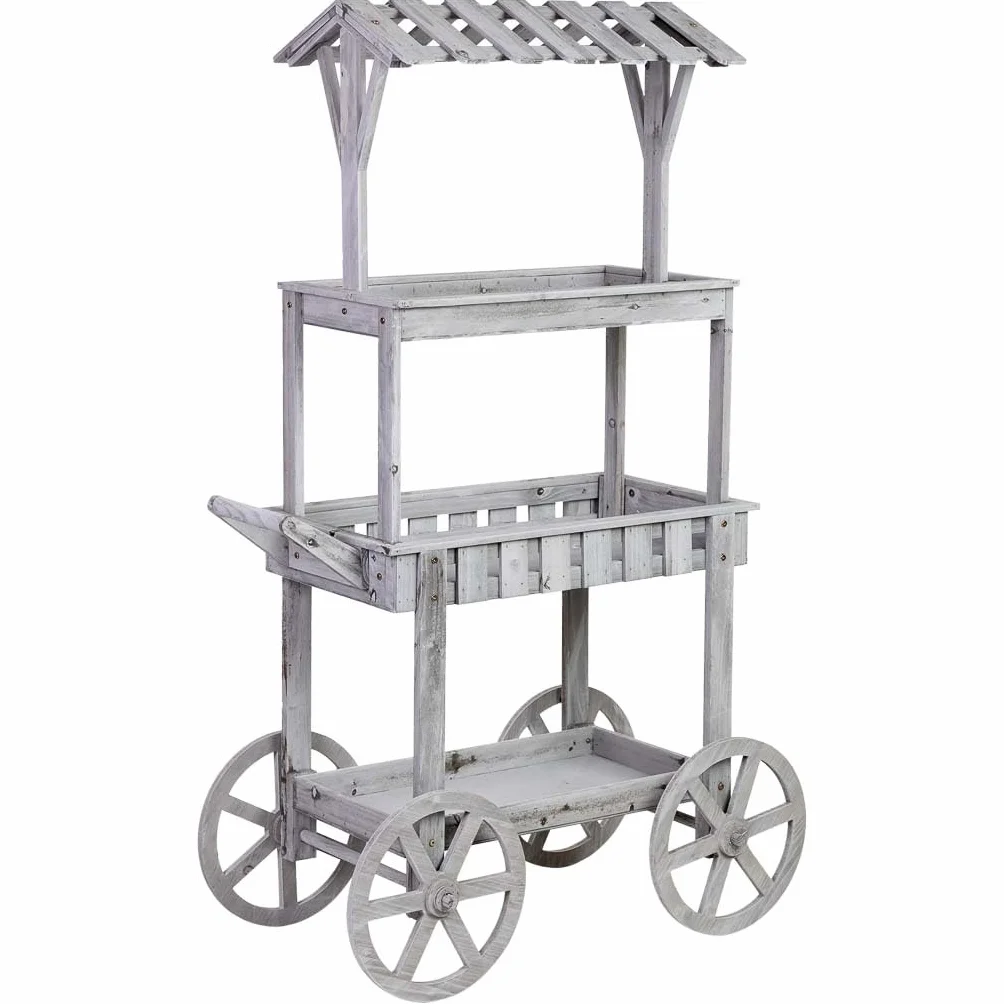 WANDERLUST DECO Carro expositor de madera 100x46x163h cm