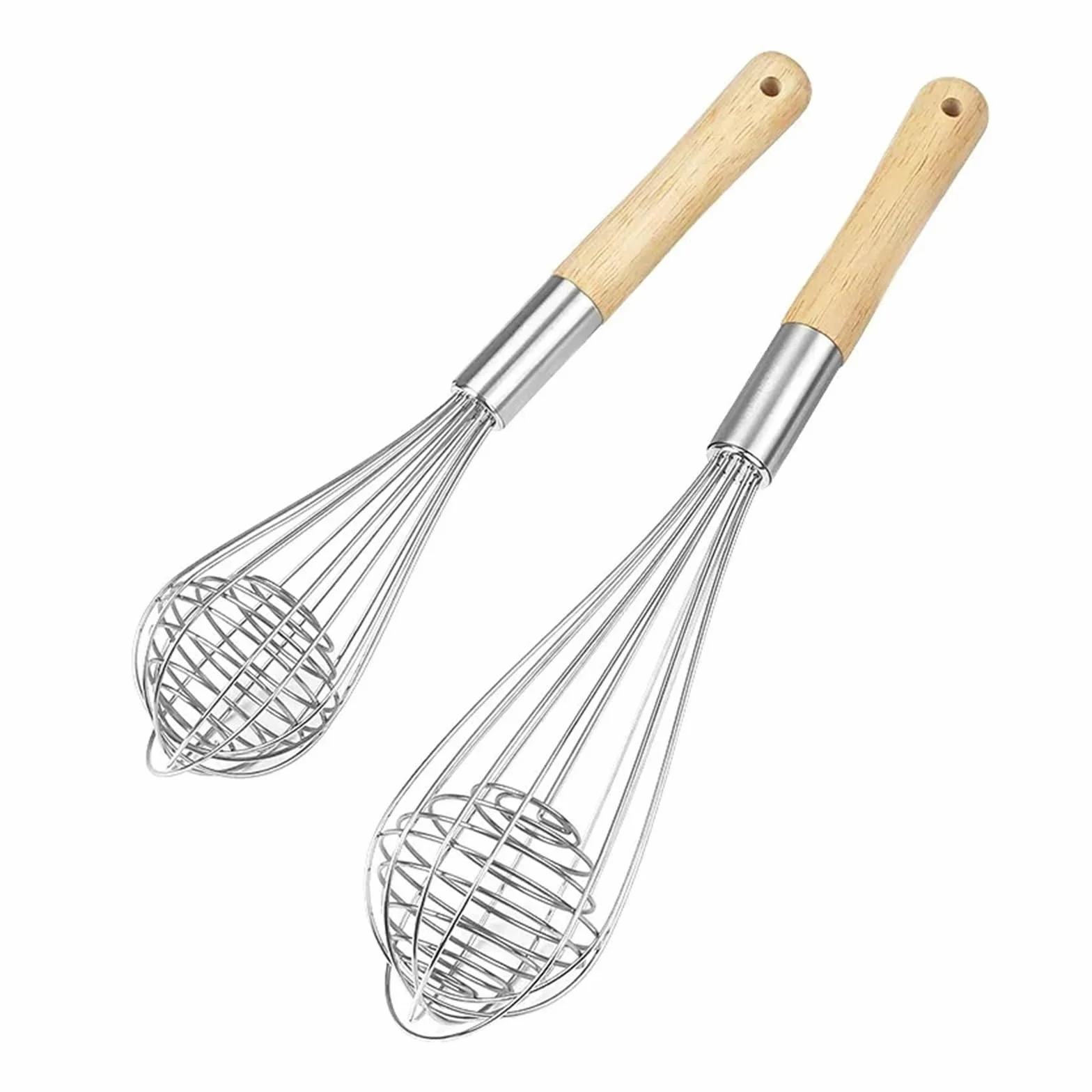 Batidor de huevos acero inoxidable con mango madera, mezclador crema Manual y agitador masa for uso en cocina(10Inch Egg Beater)