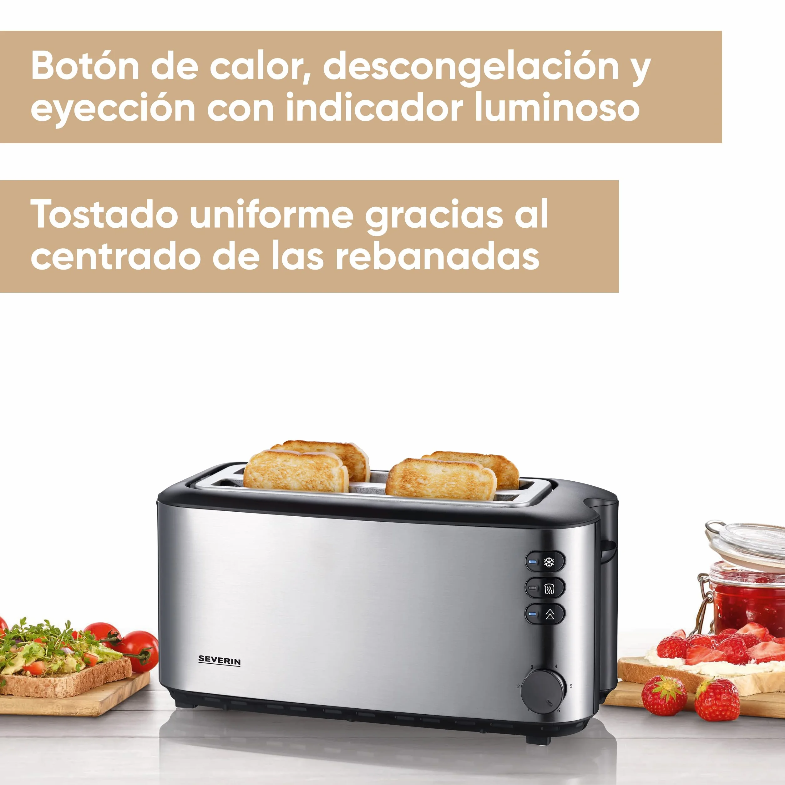 Severin AT 2509 Tostadora automática 1400 W acero inoxidable cepillado