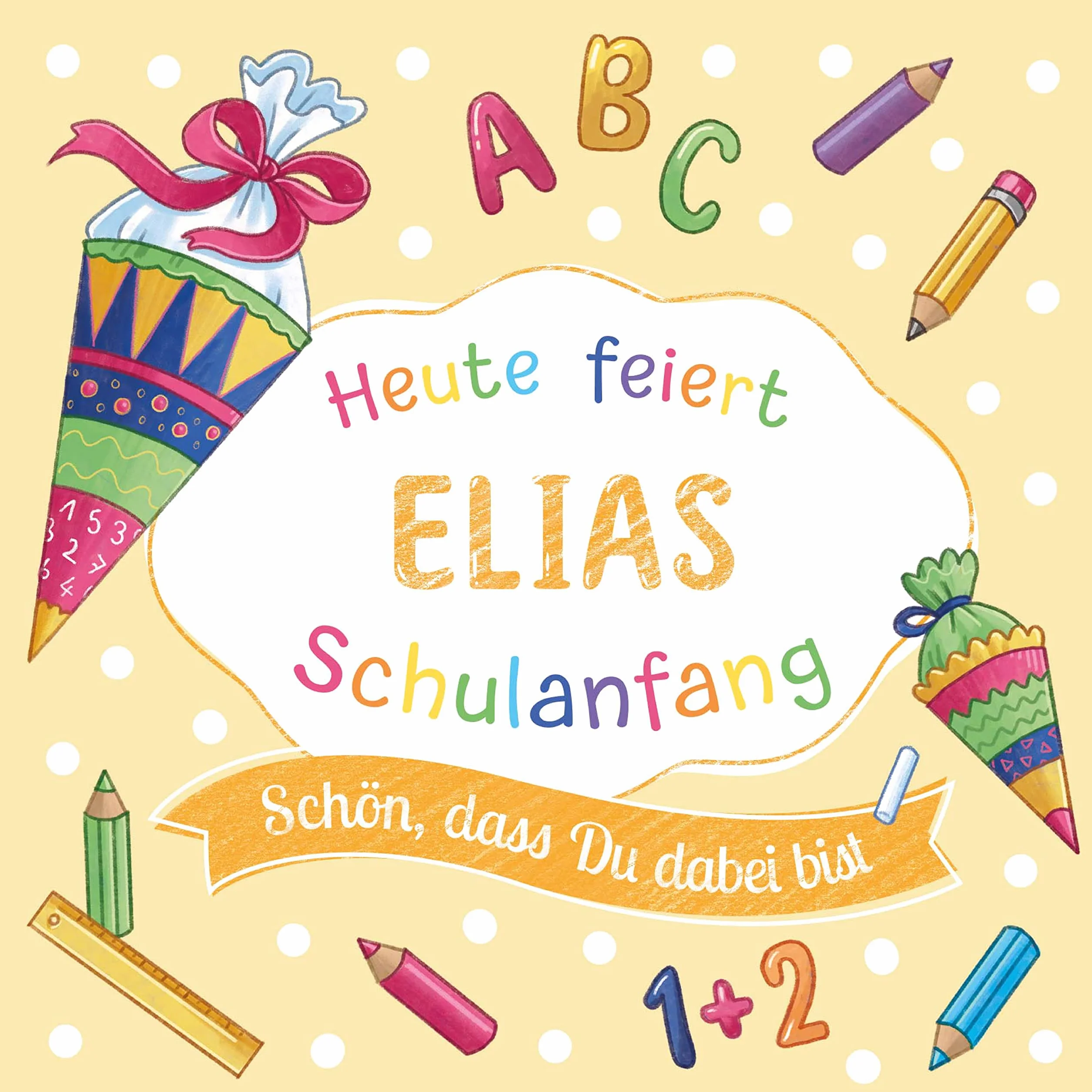 80 servilletas para comienzo del cole con nombre, personalizables como decoración de mesa para la escolarización, personalizadas para niños y niñas, selección de colores, producción alemana 33 x 33 cm