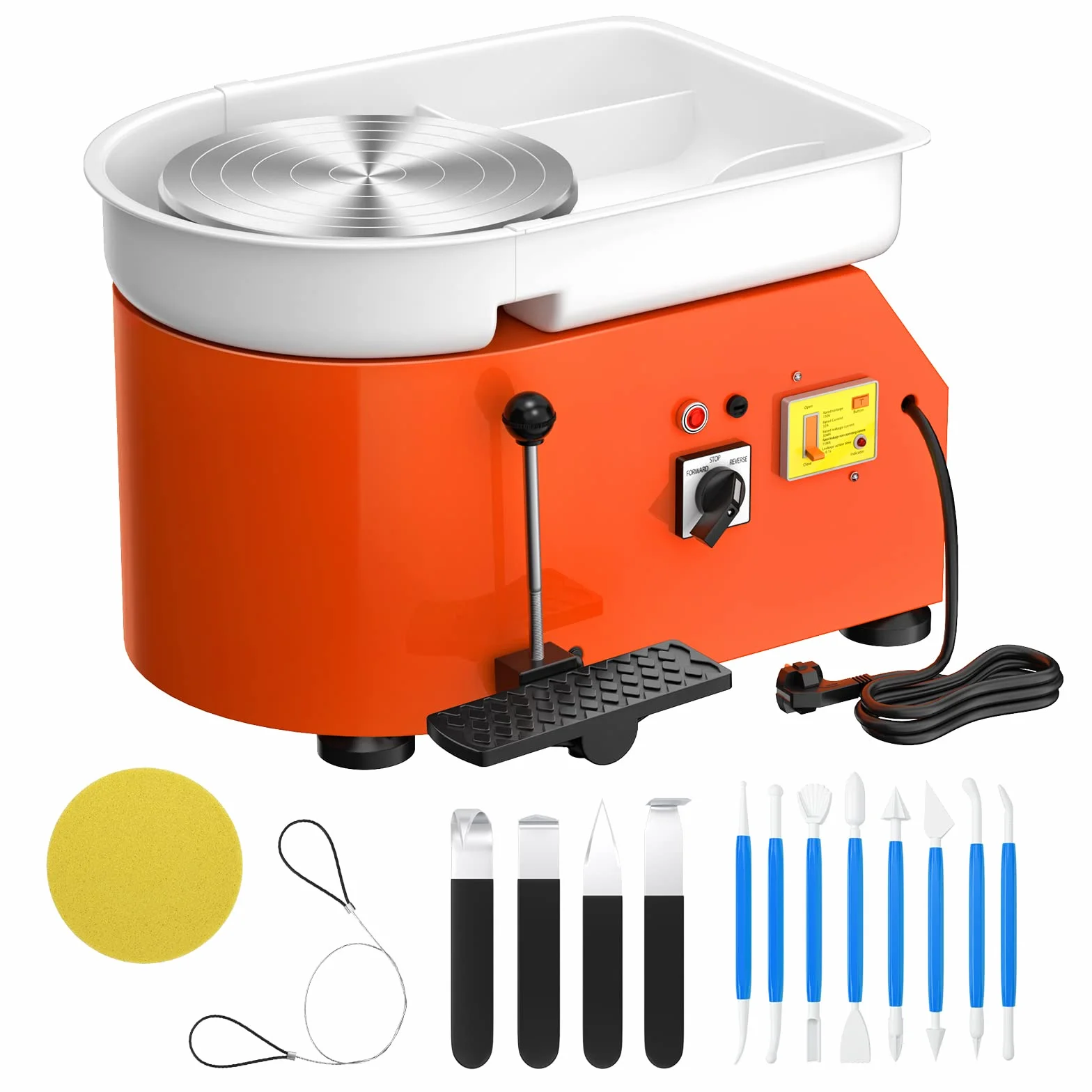 Torno Ceramica,VAYOTOY Torno Alfarero Eléctrico, Torno Ceramica 25CM que forma la Máquina 350W Bricolaje Eléctrico Herramienta de Arcilla con Pedal y Lavabo Desmontable Para el Trabajo