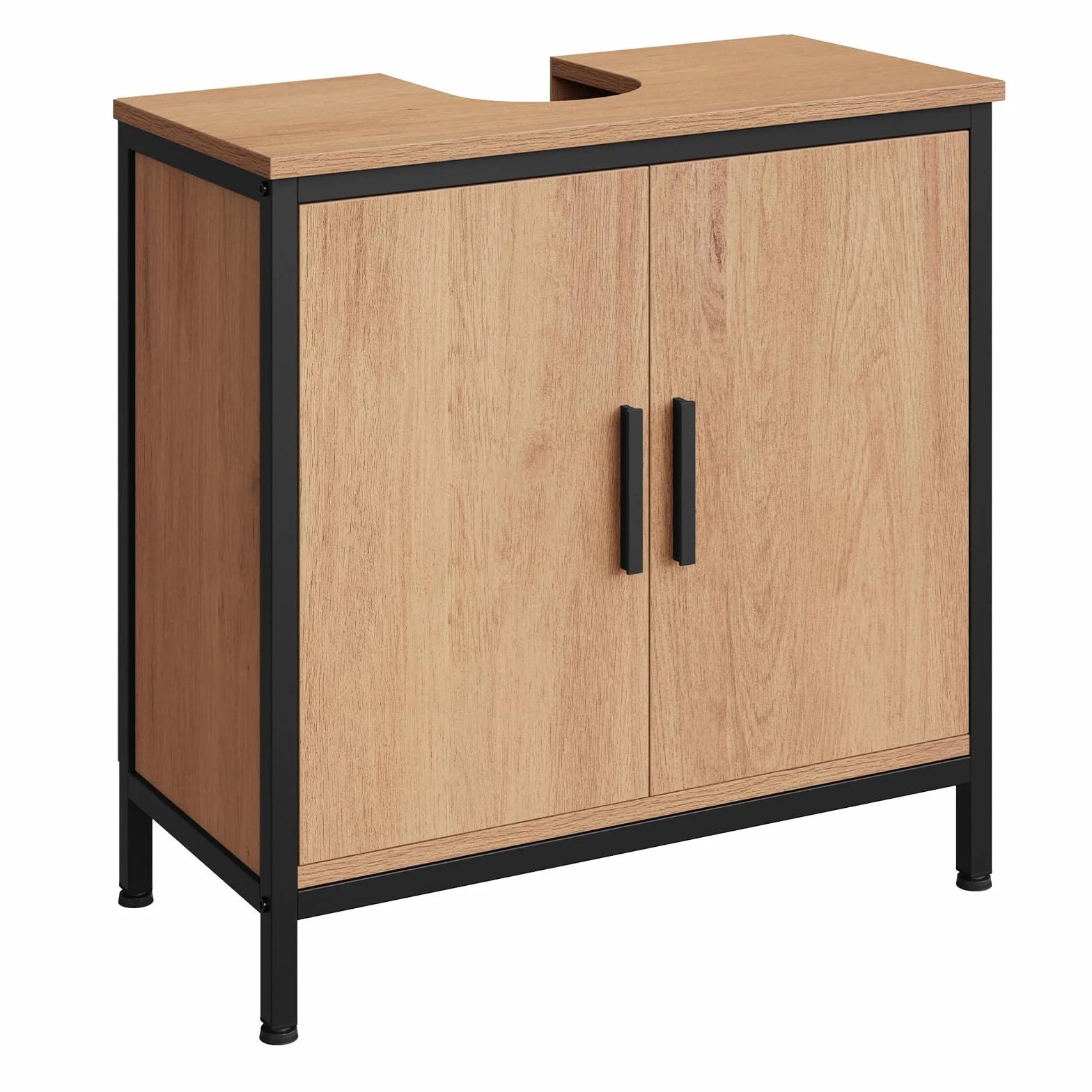 EUGAD Armario de Lavabo con Estante Interno, Mueble Baño Lavabo con Puertas, Bisagras y Patas, Color Madera, 60x30x60 cm