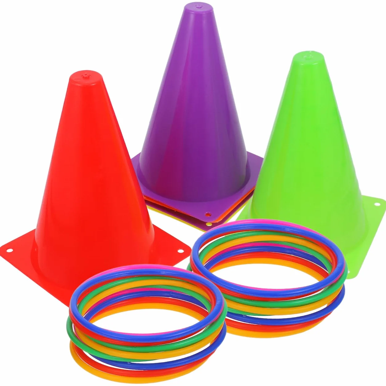 Conos De Plástico para Lanzamiento con Anillos Juego De Entrenamiento Deportivo para Niños, Seguro y Duradero, Ideal para Fiestas Infantiles, Actividades Al Aire Libre y Entrenamiento Sensorial