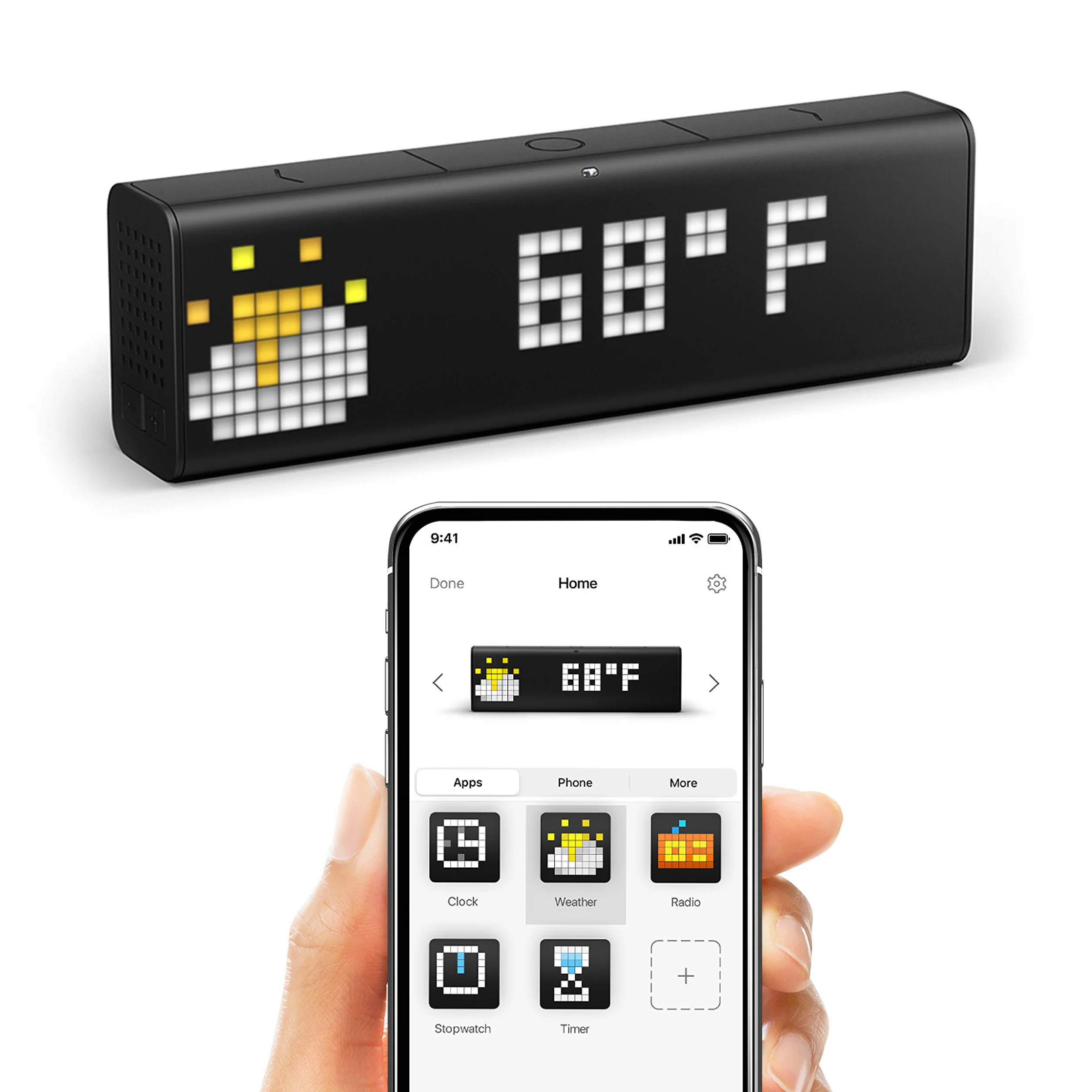 LaMetric Time Reloj Wi-Fi para hogar inteligente, LM 37X8, negro
