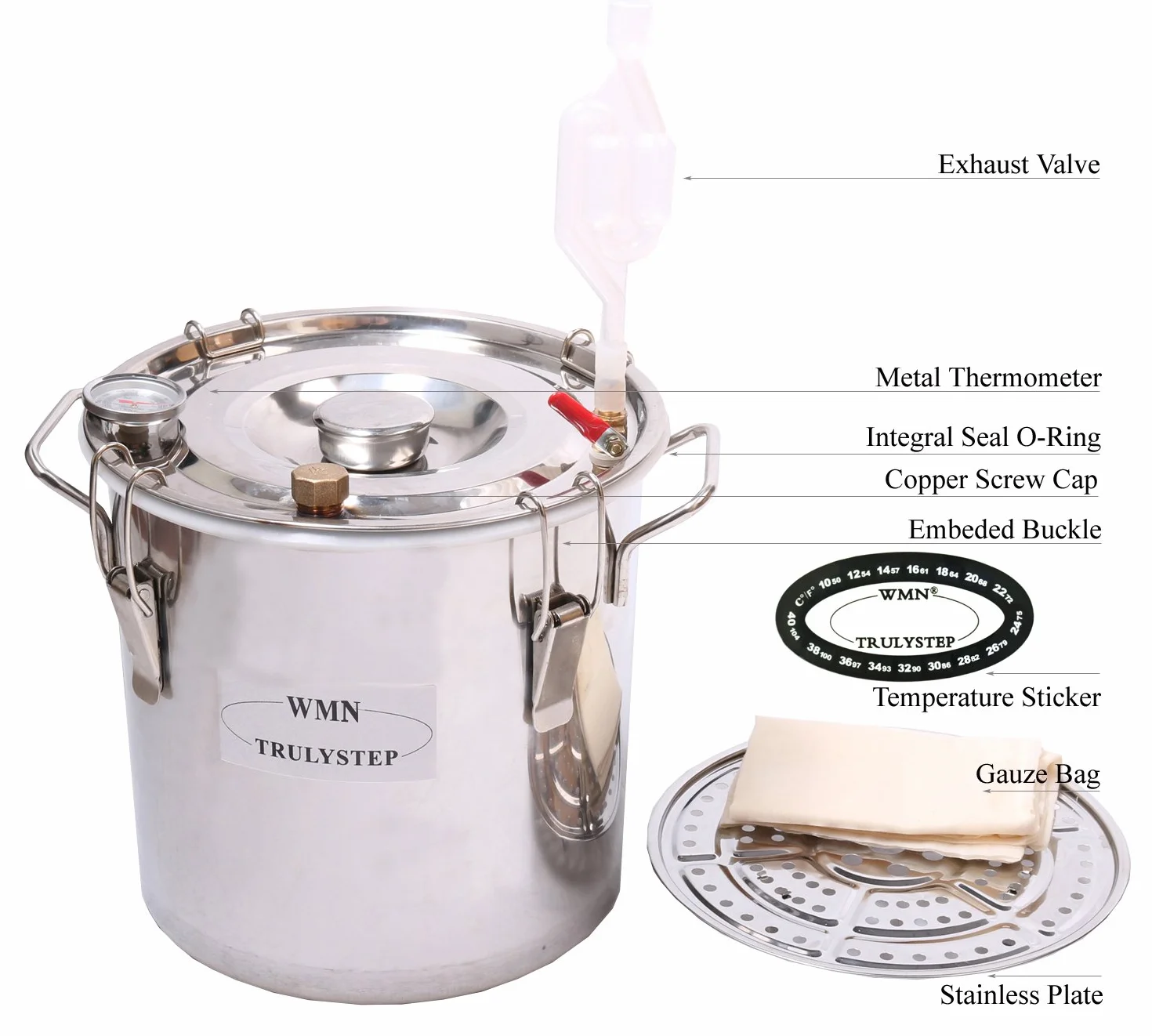 Fayelong Destilador de Aceites Esenciales 3 Ollas 20 Litros Alambique Destilador de Alcohol de Agua de Serpentin de Cobre, Kits de Elaboración de Vino Casero con Barril Thumper para Brandy, Whisky