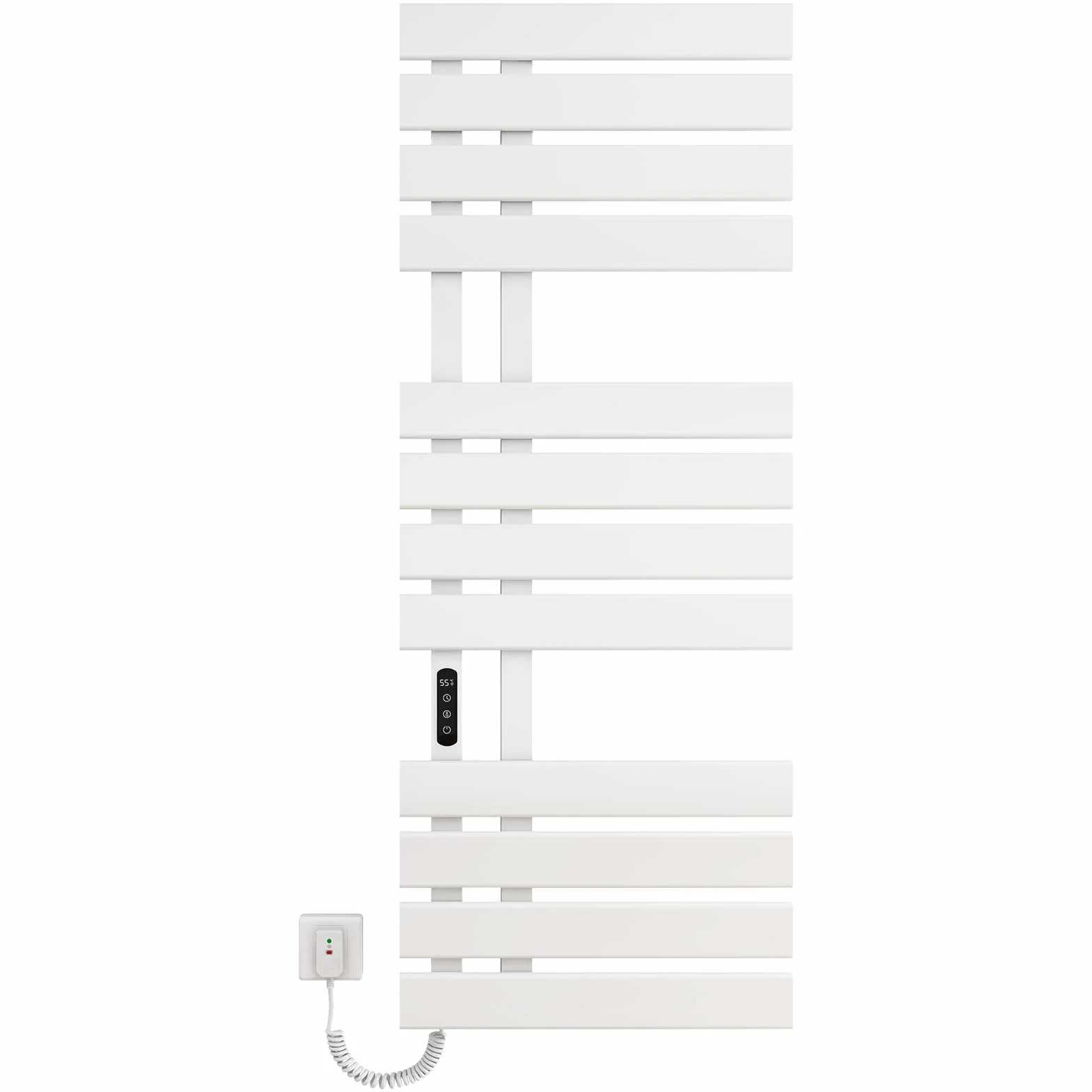 Toallero Baño Radiador, Toallero Electrico Baño Blanco WiFi, 500×1300mm, 460W, Calentador de Toallas WiFi, para Alexa y Google Home y App, Radiador Toallero Electrico, Ahorro energía-WiFi White Left